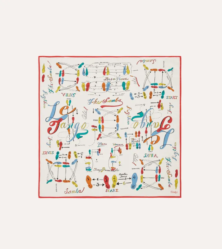 Dance Steps Print Silk Bandana sold by Drake's London