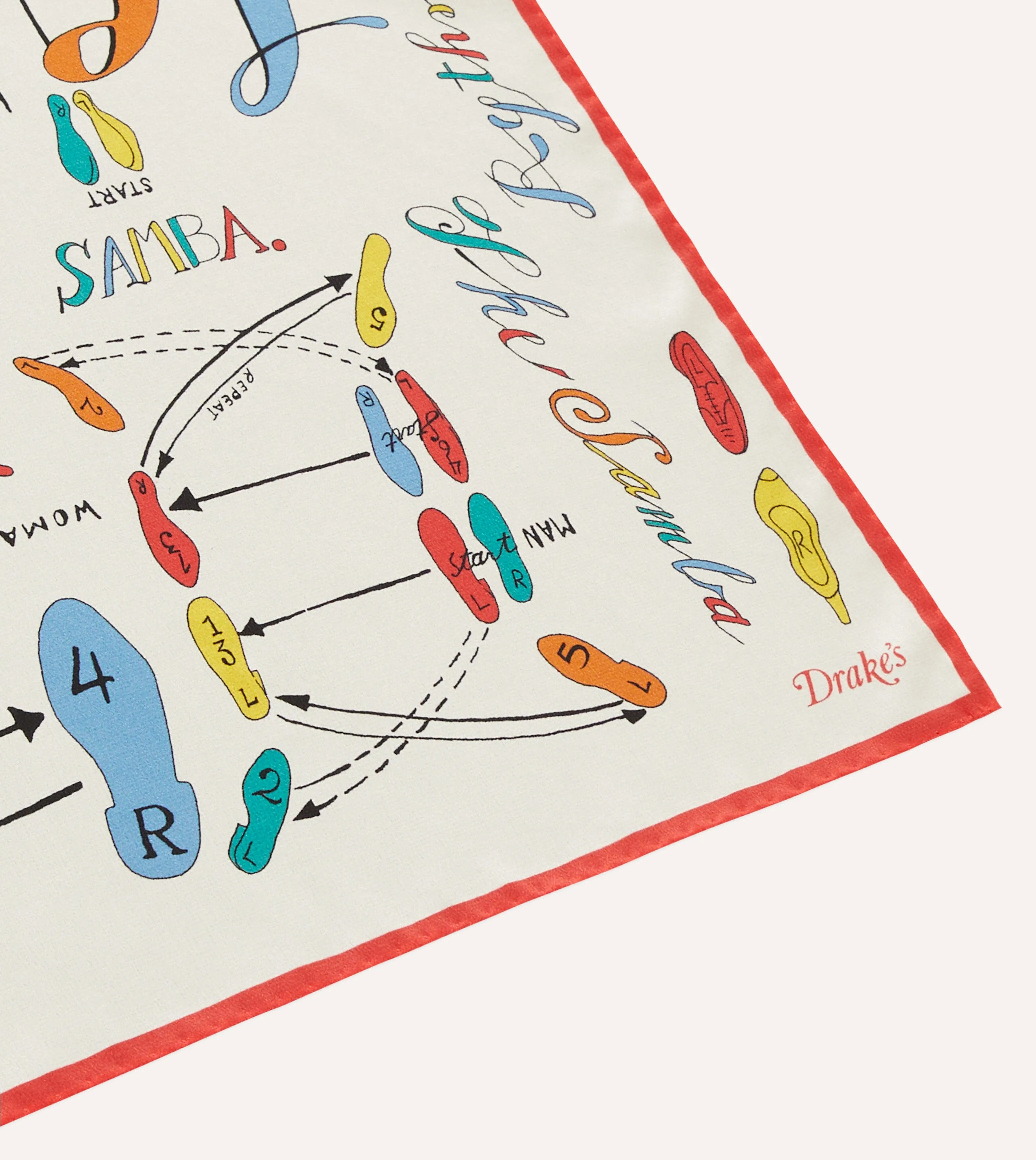 Dance Steps Print Silk Bandana sold by Drake's London product image thumbnail 3