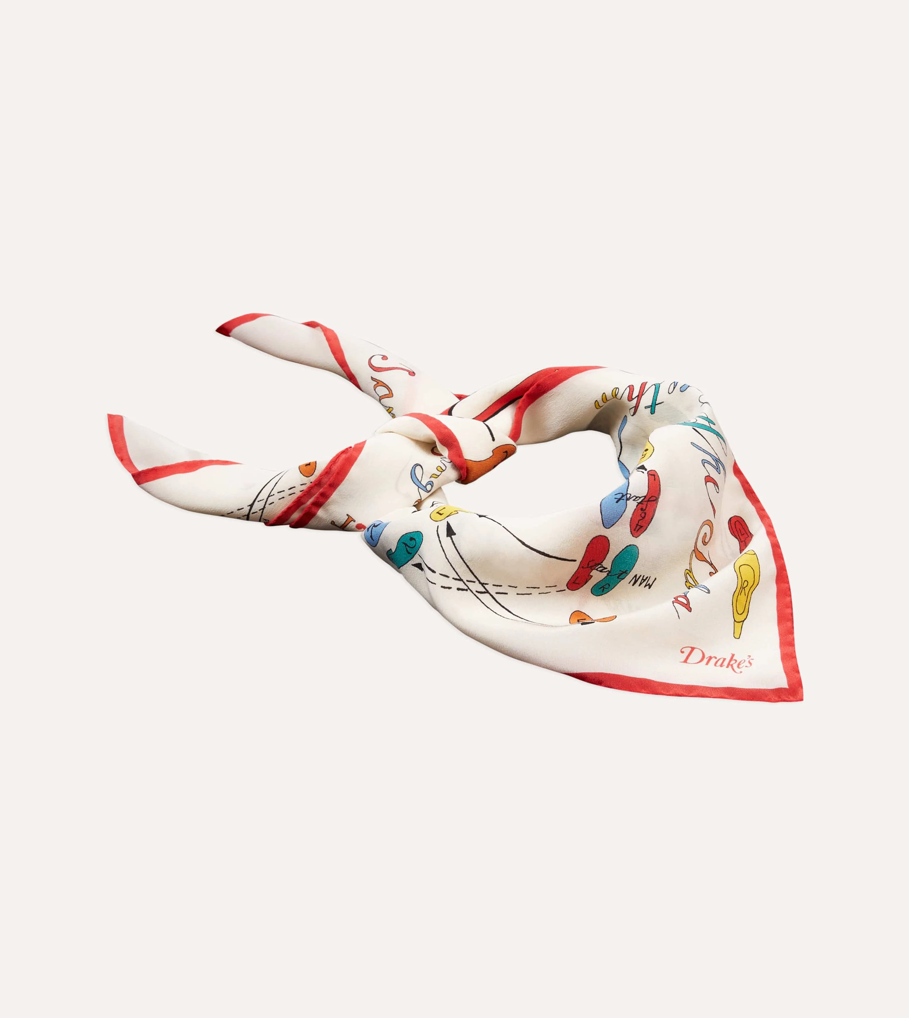 Dance Steps Print Silk Bandana sold by Drake's London product image thumbnail 4