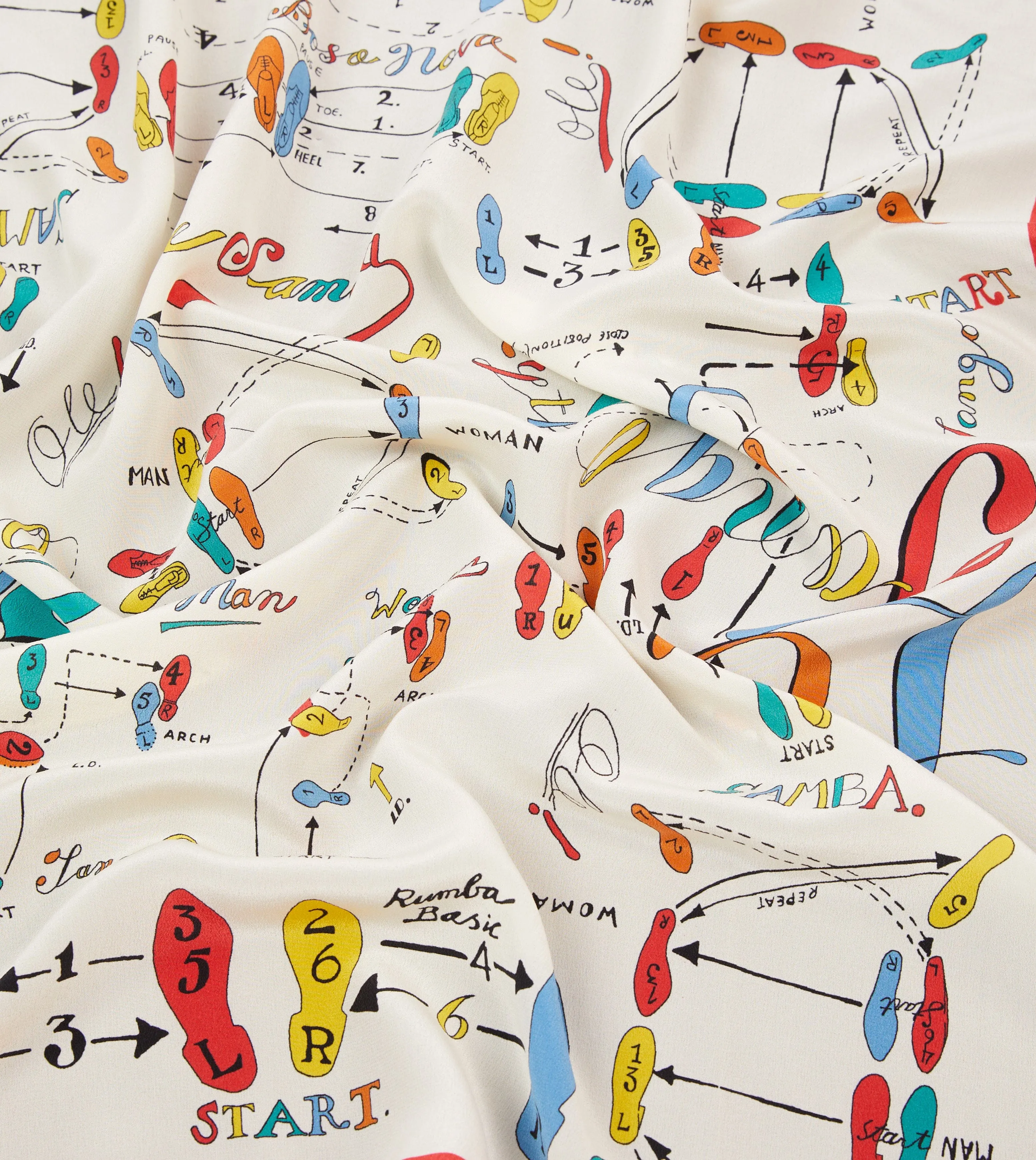 Dance Steps Print Silk Bandana sold by Drake's London product image thumbnail 2