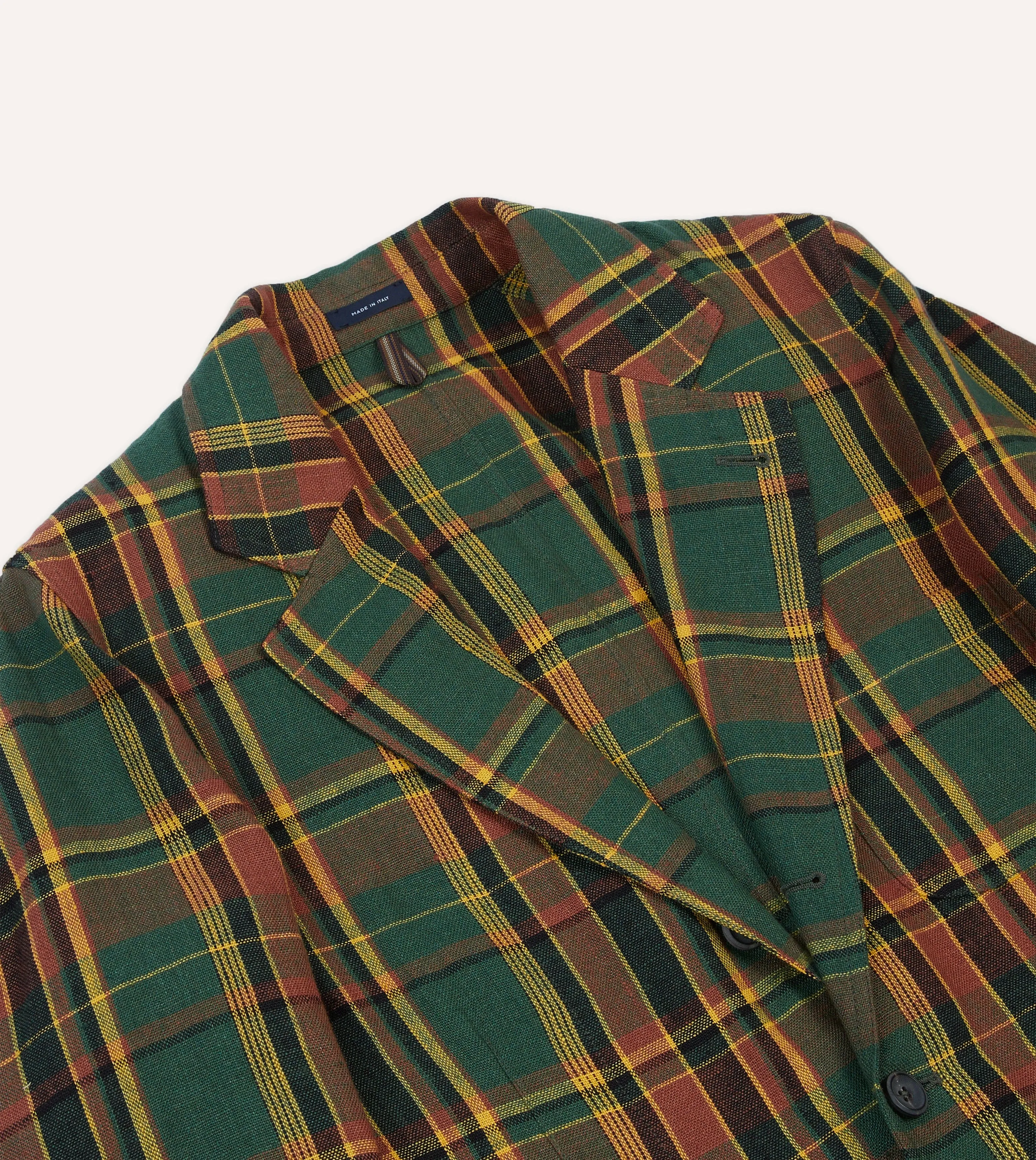 Green Linen Madras Check Games Blazer Mk. I sold by Drake's London product image thumbnail 3