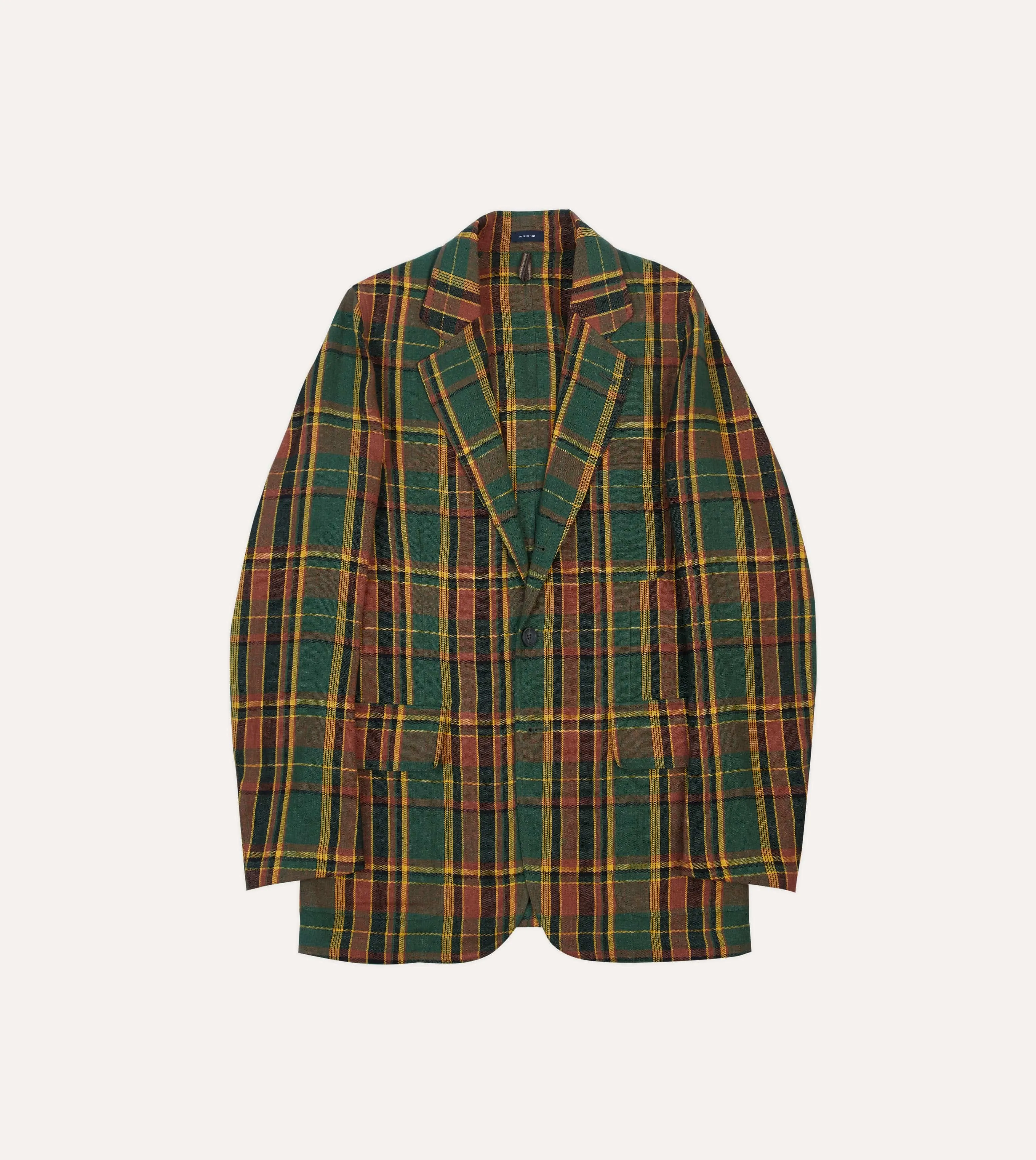 Green Linen Madras Check Games Blazer Mk. I sold by Drake's London