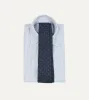 Navy Square Flower Medallion Print Silk Self Tipped Tie sold by Drake's London