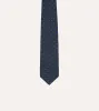 Navy Square Flower Medallion Print Silk Self Tipped Tie sold by Drake's London
