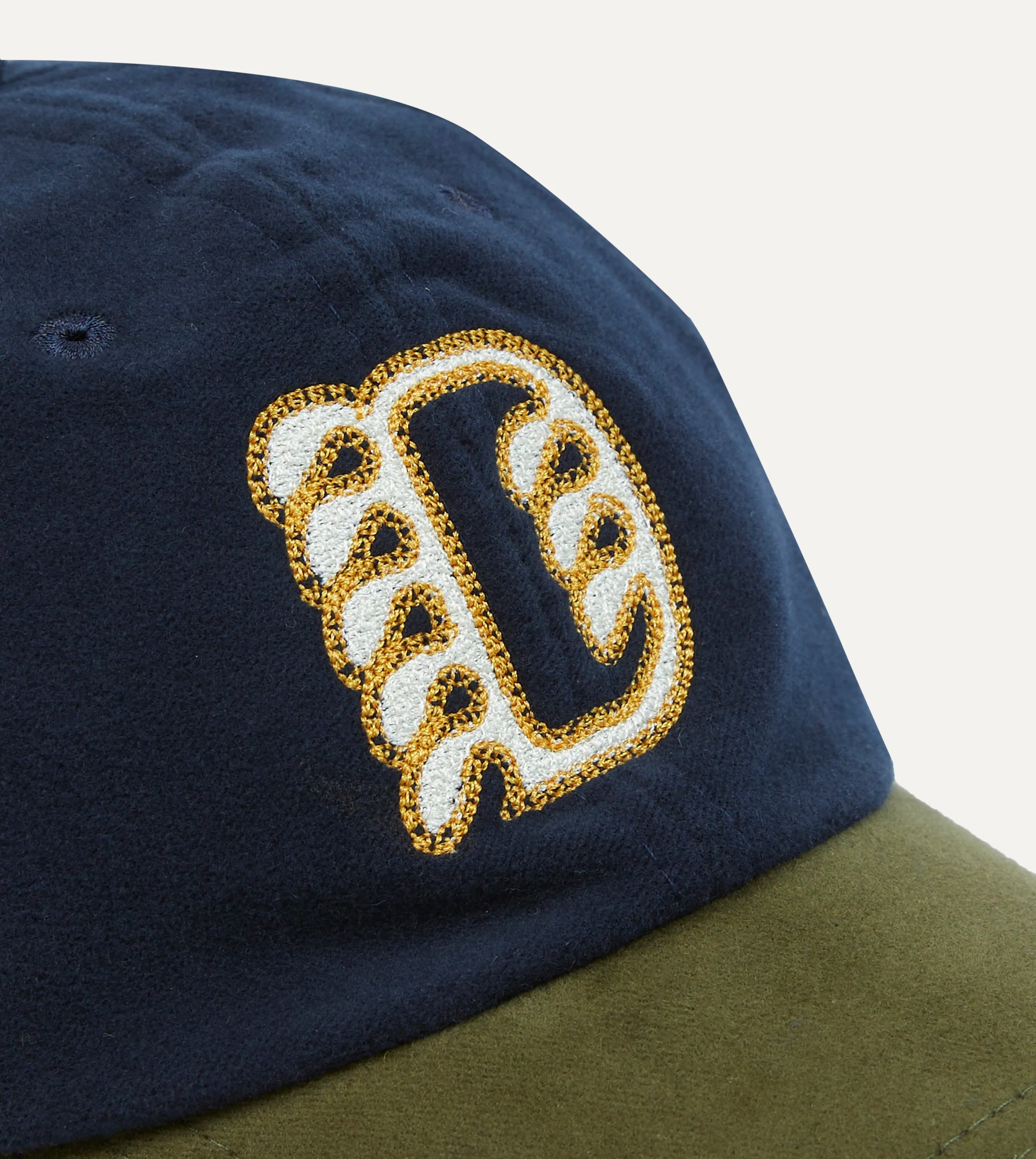 Navy and Olive Moleskin Baseball Cap sold by Drake's London product image thumbnail 3