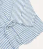 Blue and Ecru Stripe Tie Front Lightweight Overshirt sold by Drake's London