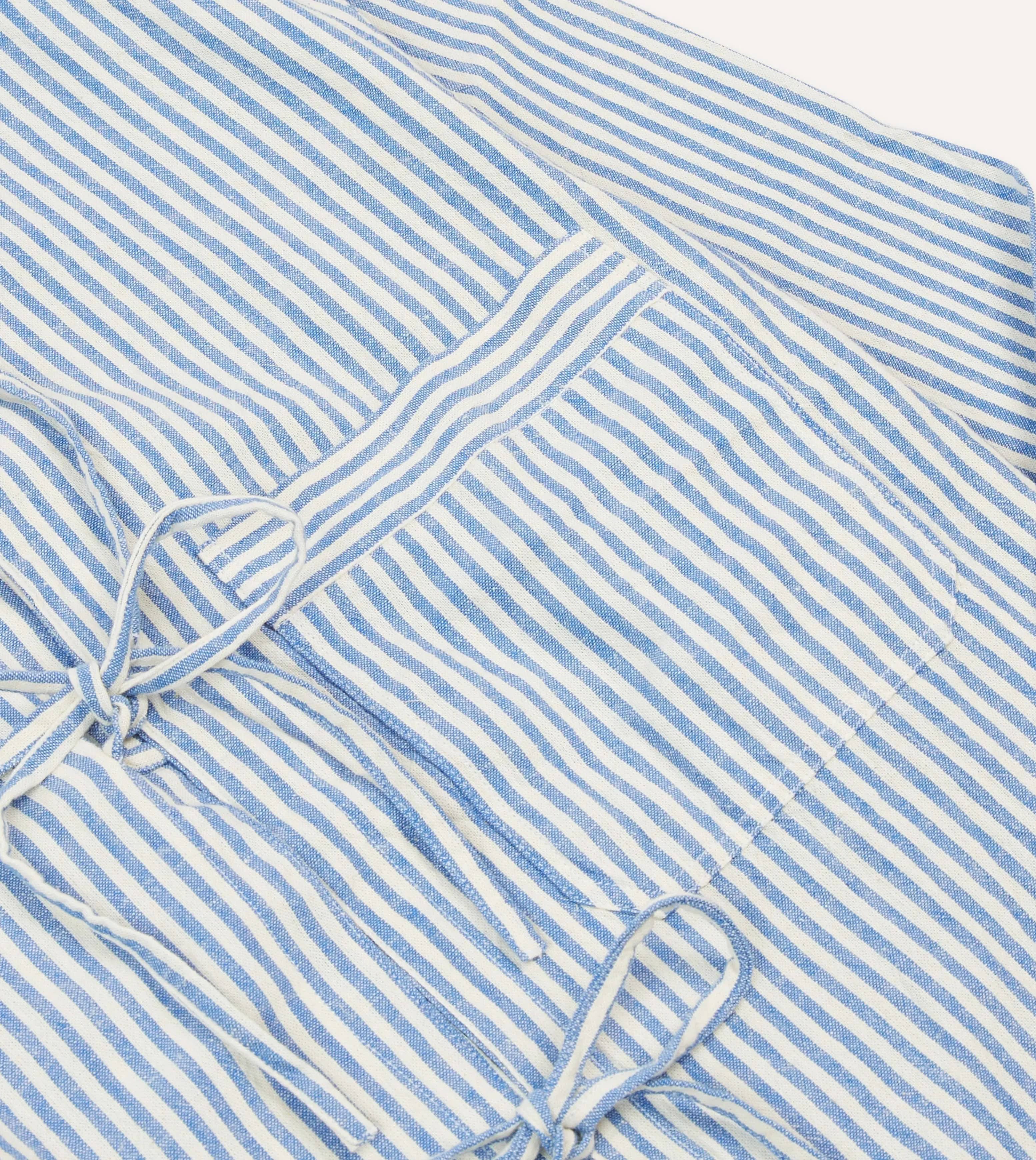 Blue and Ecru Stripe Tie Front Lightweight Overshirt sold by Drake's London product image thumbnail 4