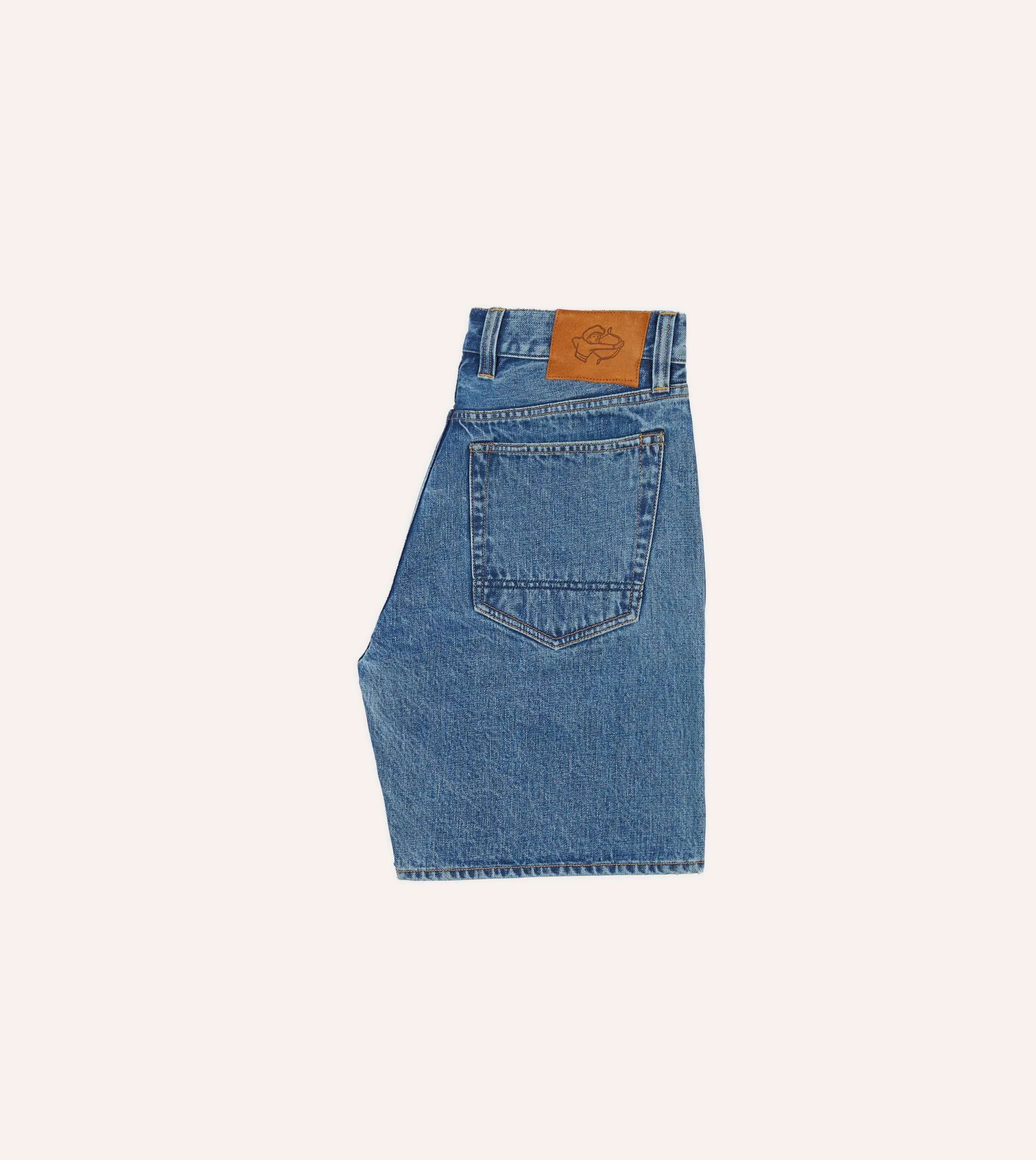 Stone Wash 12.7oz Selvedge Denim Five-Pocket Shorts sold by Drake's London product image thumbnail 5