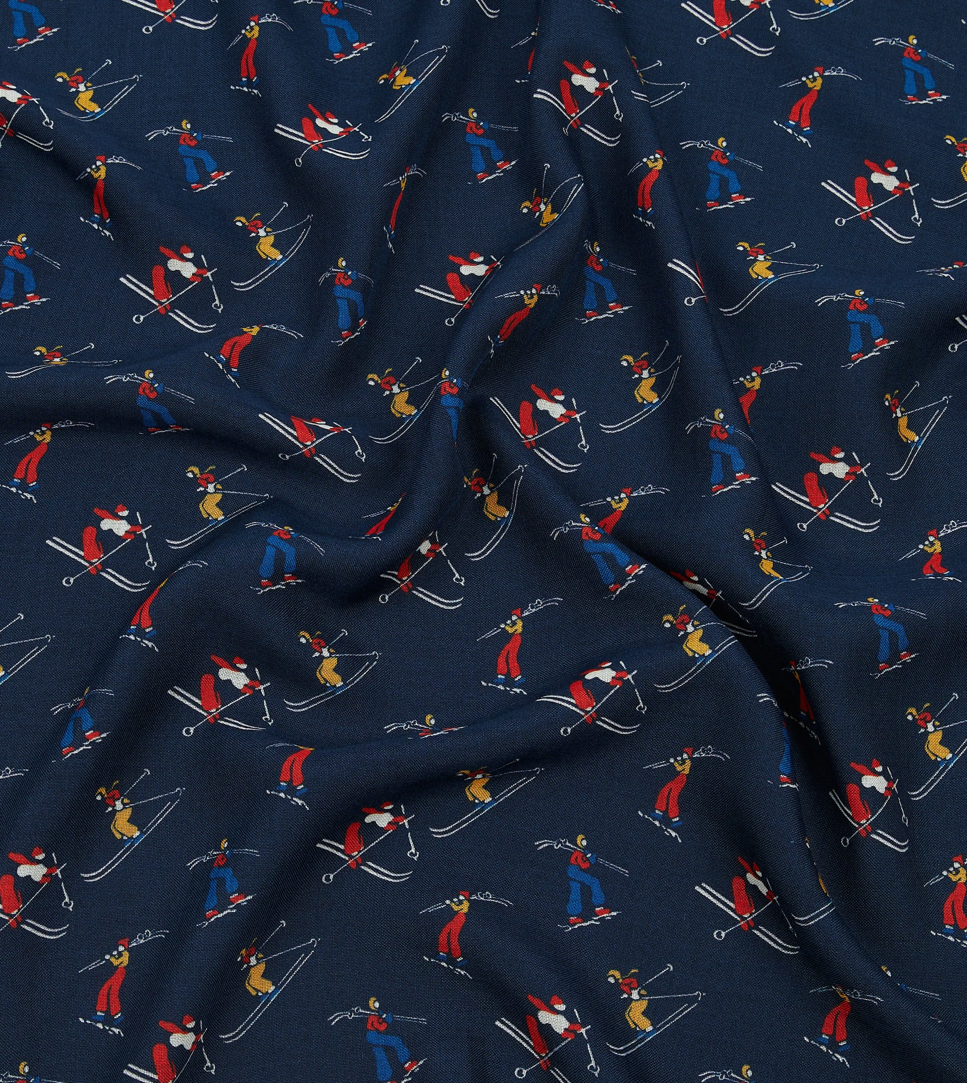 Navy Skier Print Wool-Silk Bandana sold by Drake's London product image thumbnail 2