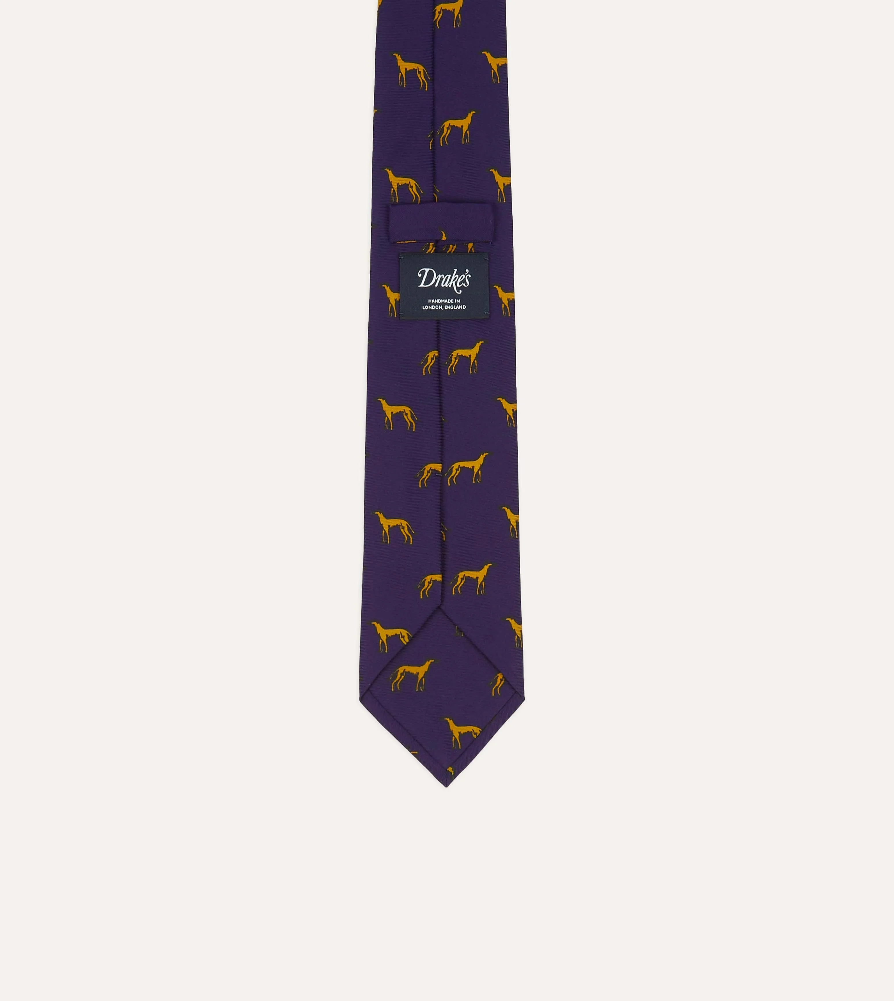 Navy and Yellow Dog Print Silk Tie sold by Drake's London product image thumbnail 3