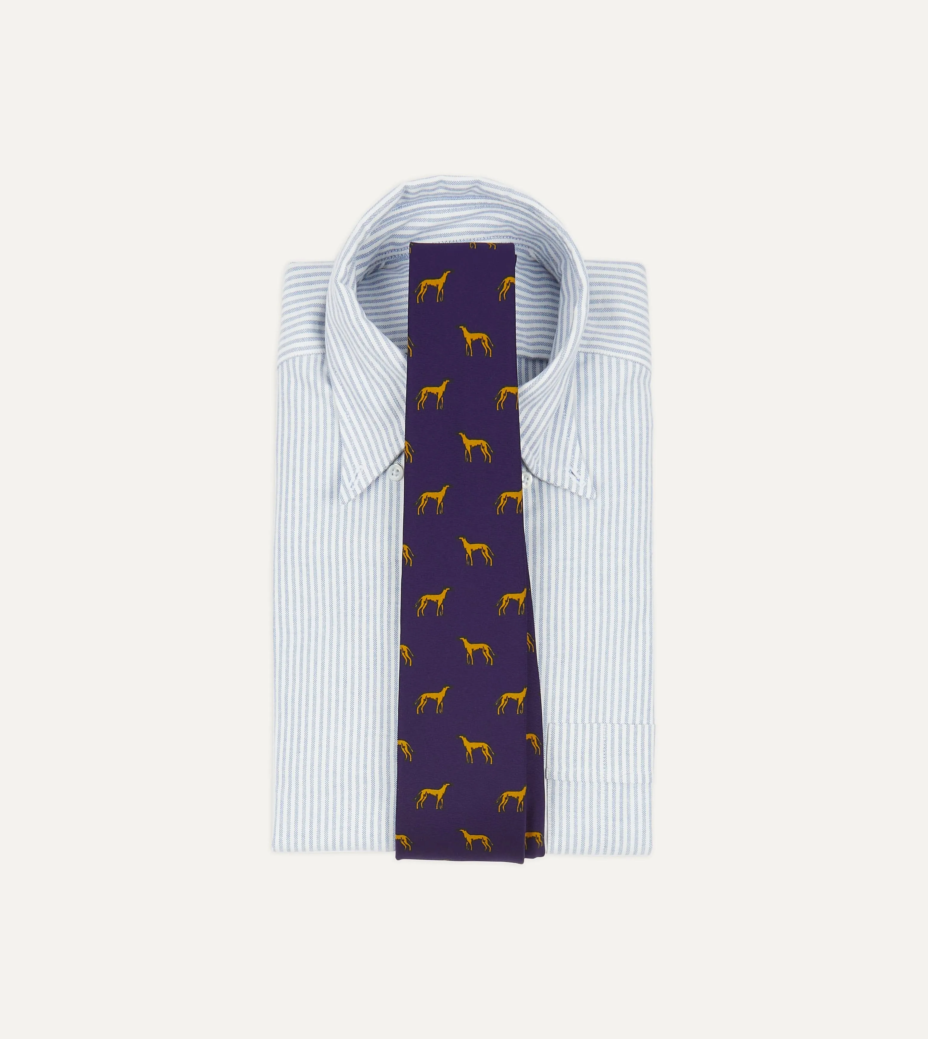 Navy and Yellow Dog Print Silk Tie sold by Drake's London product image thumbnail 2
