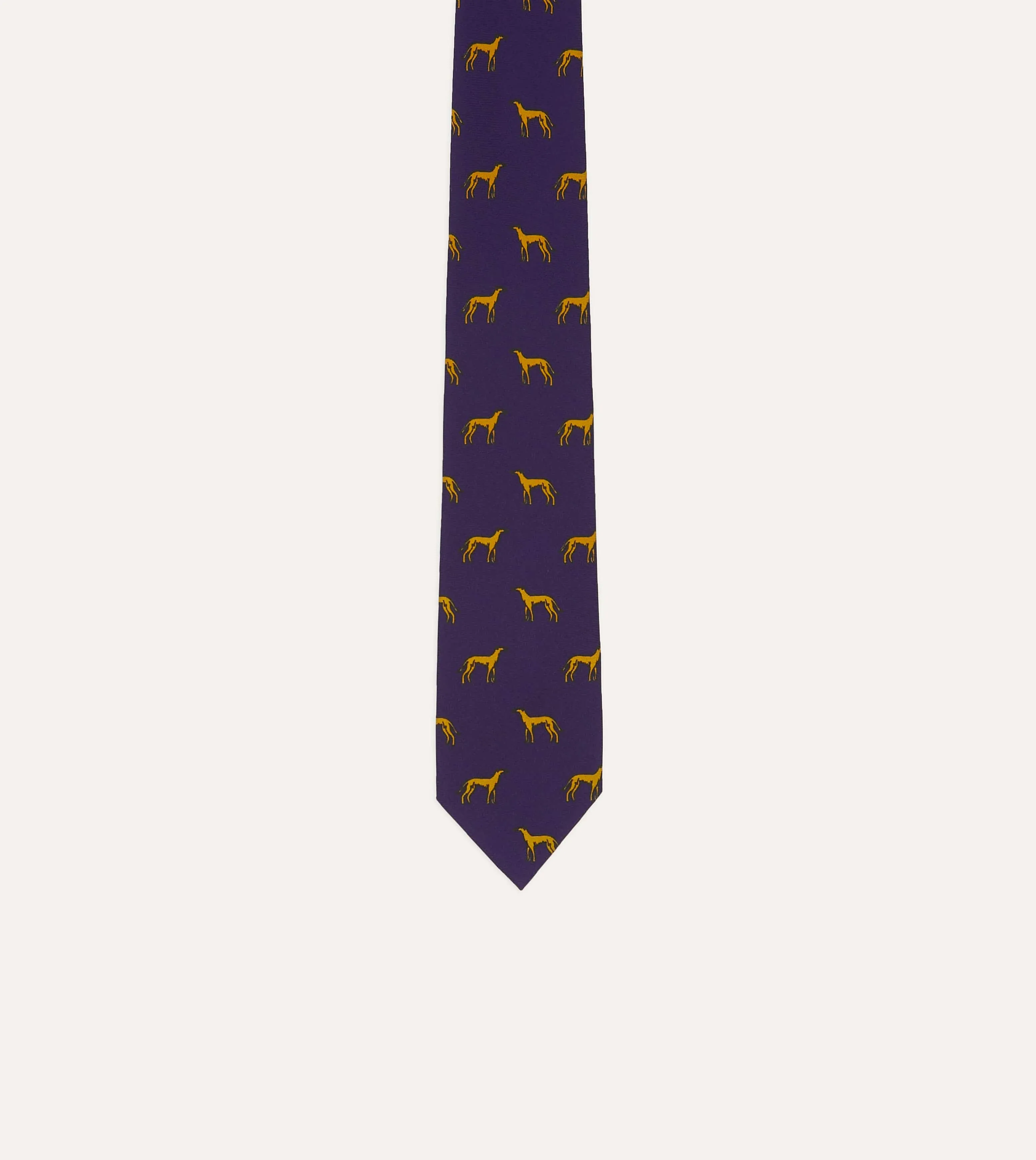 Navy and Yellow Dog Print Silk Tie sold by Drake's London product image thumbnail 4