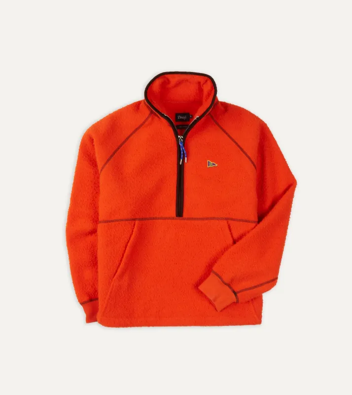 Orange Casentino Wool Half-Zip Pullover Fleece sold by Drake's London