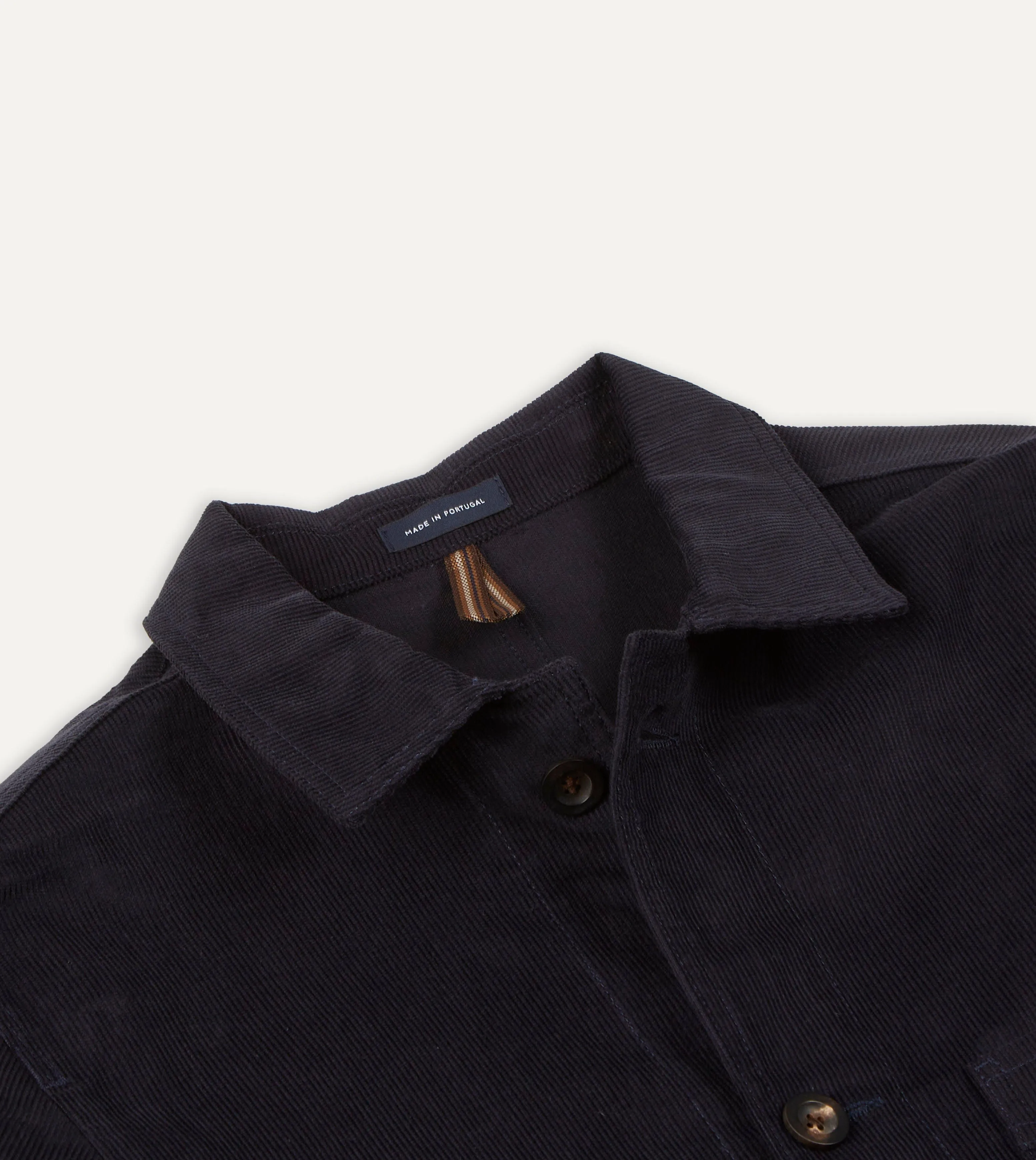 Navy Japanese Selvedge Corduroy Five-Pocket Chore Jacket sold by Drake's London product image thumbnail 3