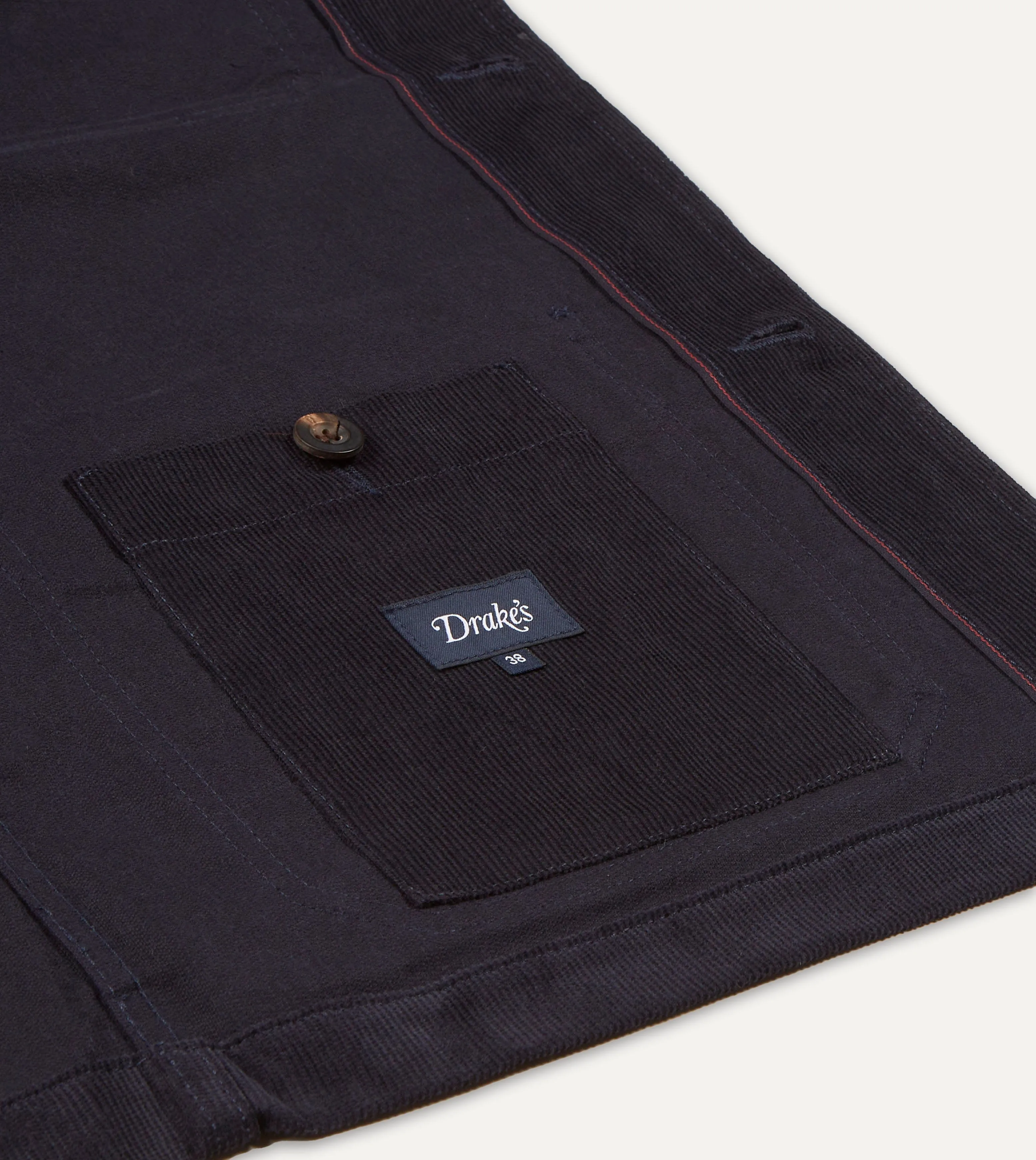 Navy Japanese Selvedge Corduroy Five-Pocket Chore Jacket sold by Drake's London product image thumbnail 4