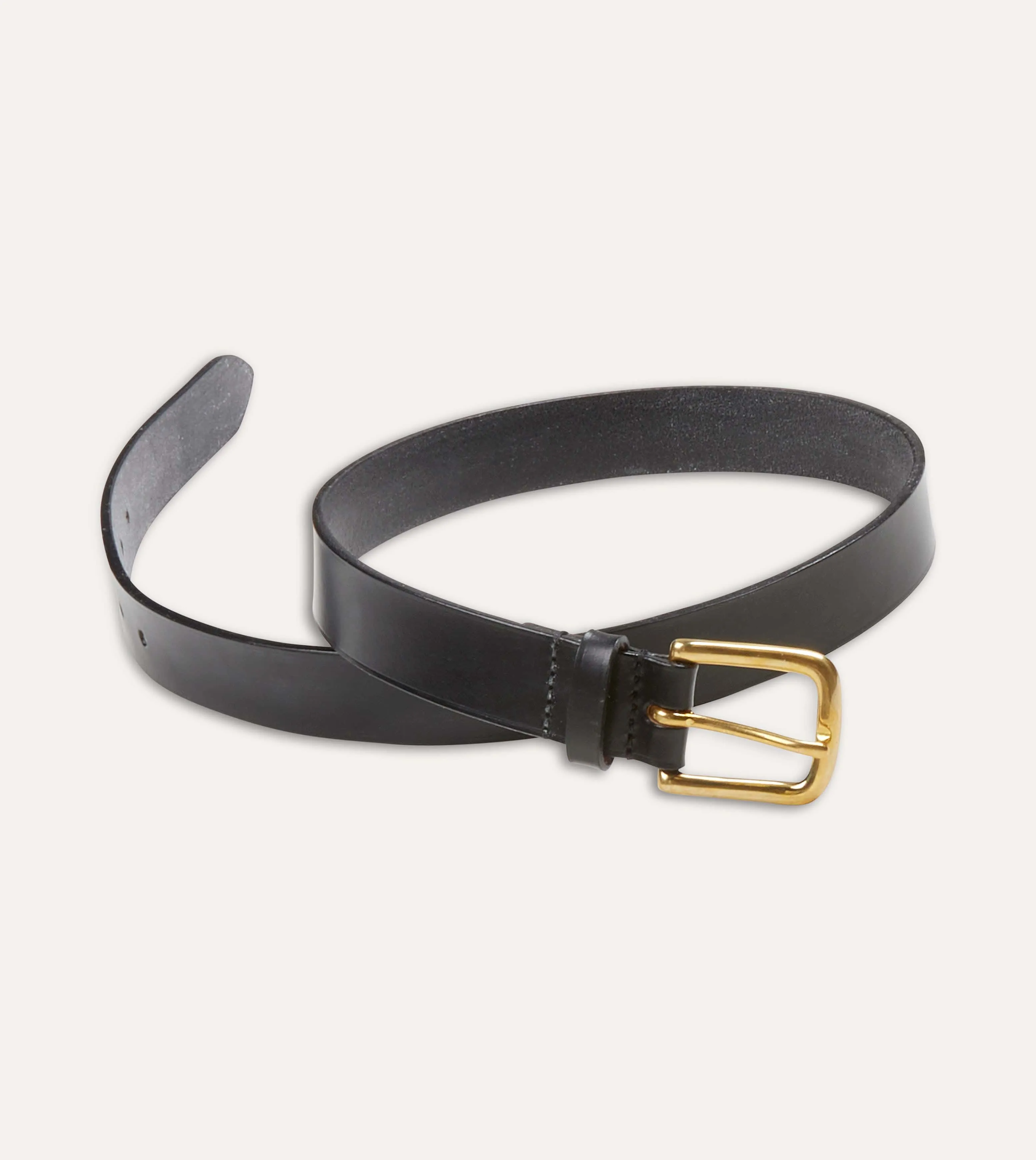Black Unlined Bridle Leather Belt with Brass Buckle sold by Drake's London product image thumbnail 5