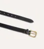 Black Unlined Bridle Leather Belt with Brass Buckle sold by Drake's London