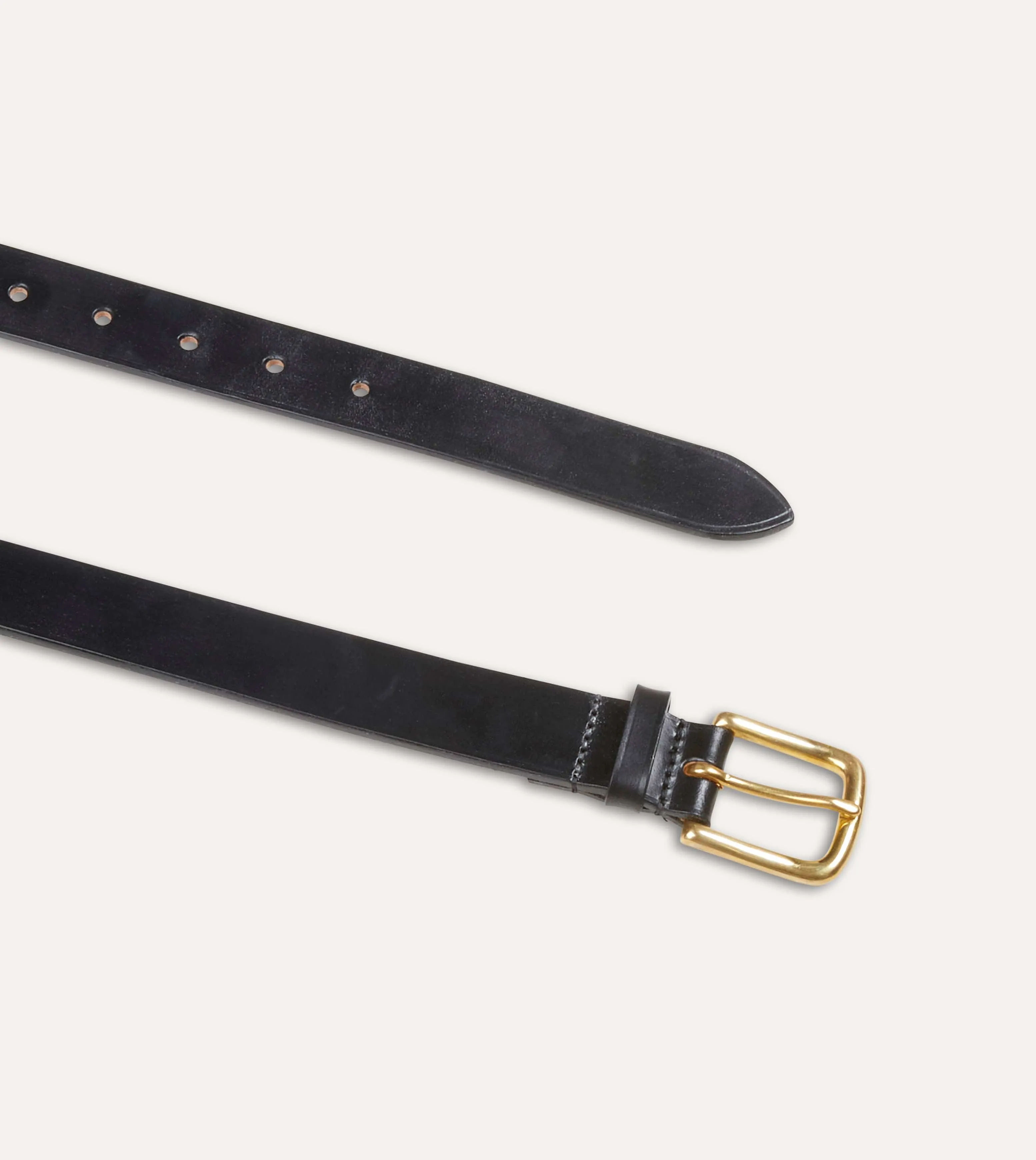 Black Unlined Bridle Leather Belt with Brass Buckle sold by Drake's London product image thumbnail 2