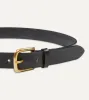 Black Unlined Bridle Leather Belt with Brass Buckle sold by Drake's London