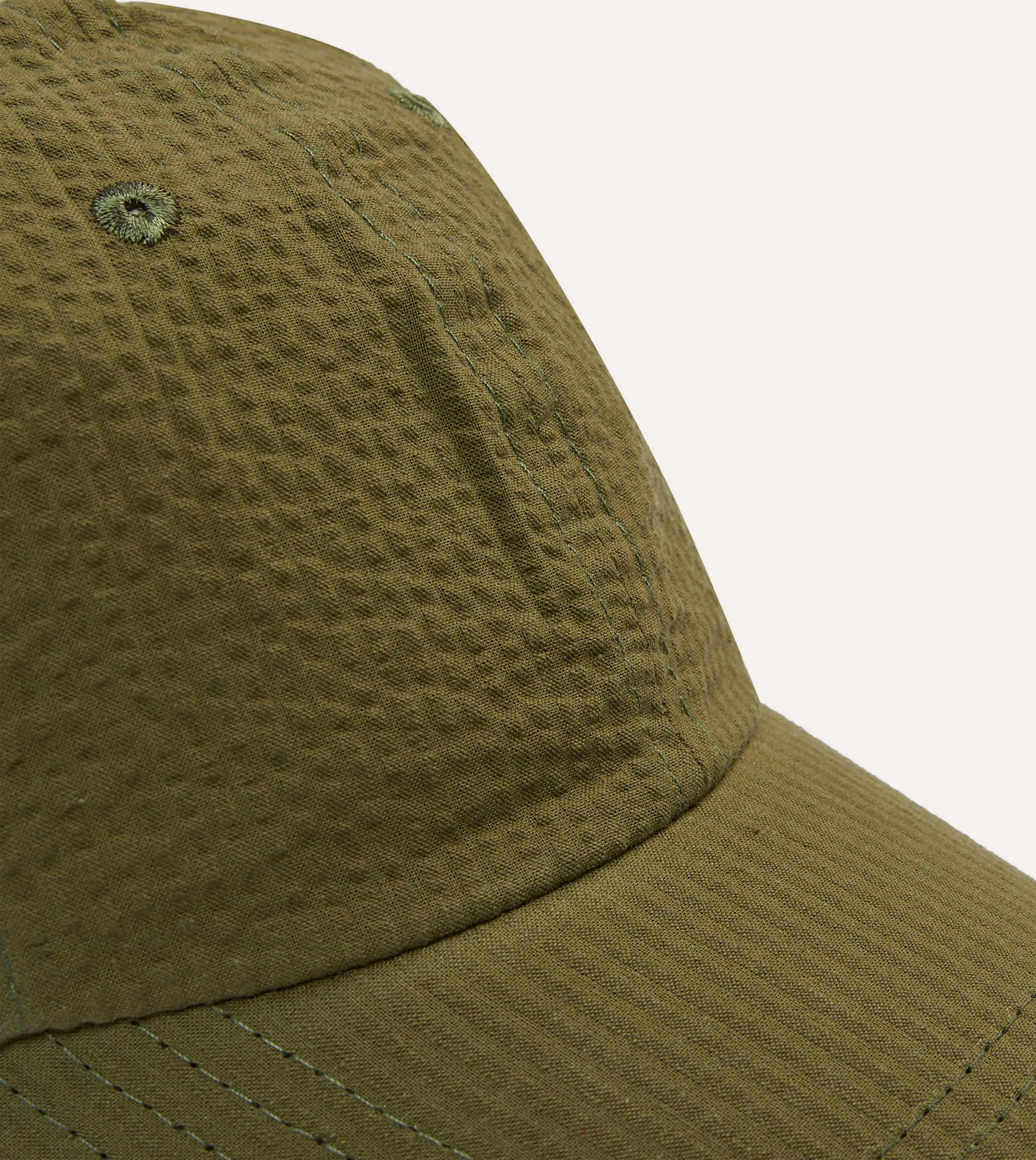 Green Seersucker Cotton Baseball Cap sold by Drake's London product image thumbnail 3