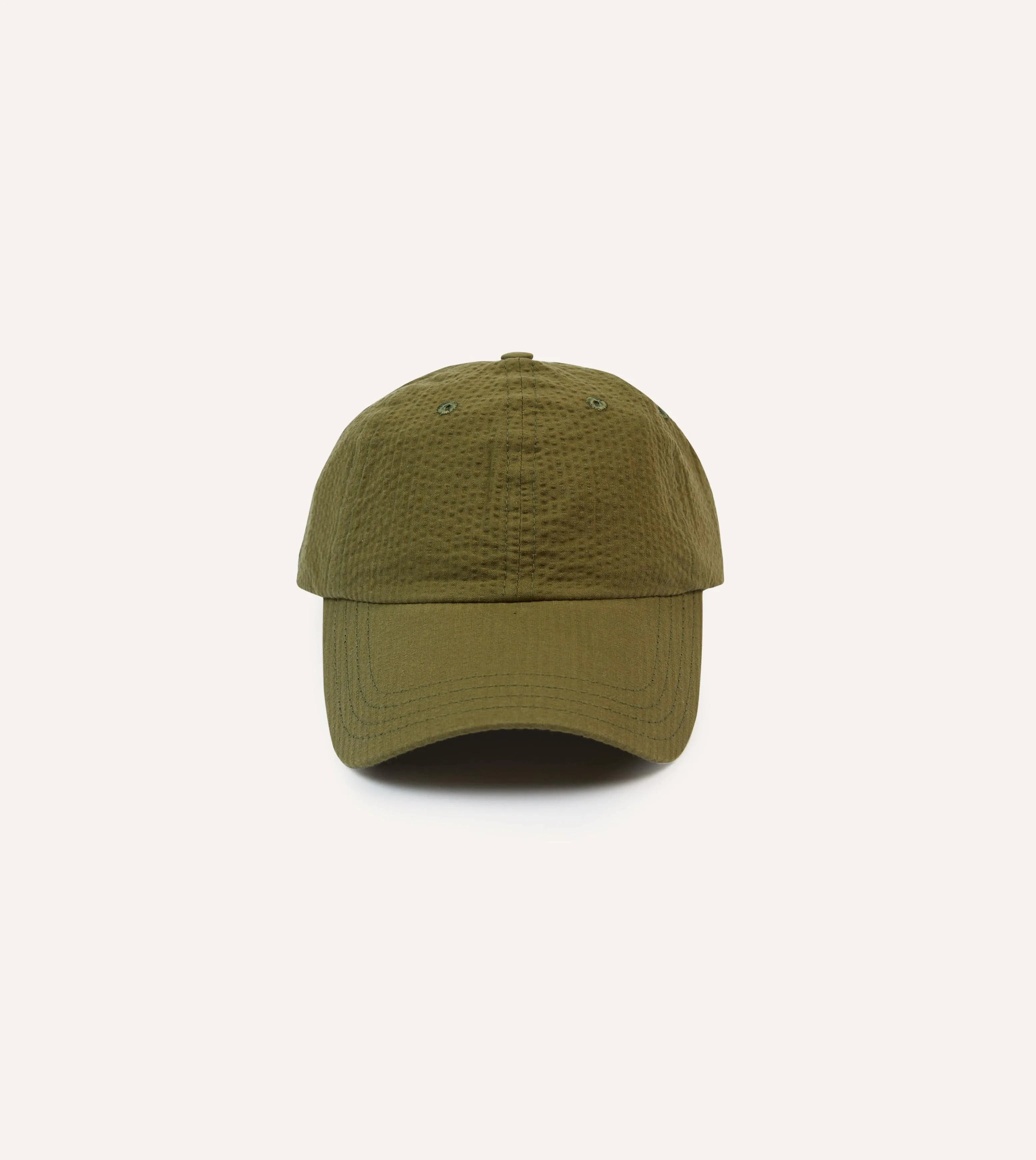 Green Seersucker Cotton Baseball Cap sold by Drake's London