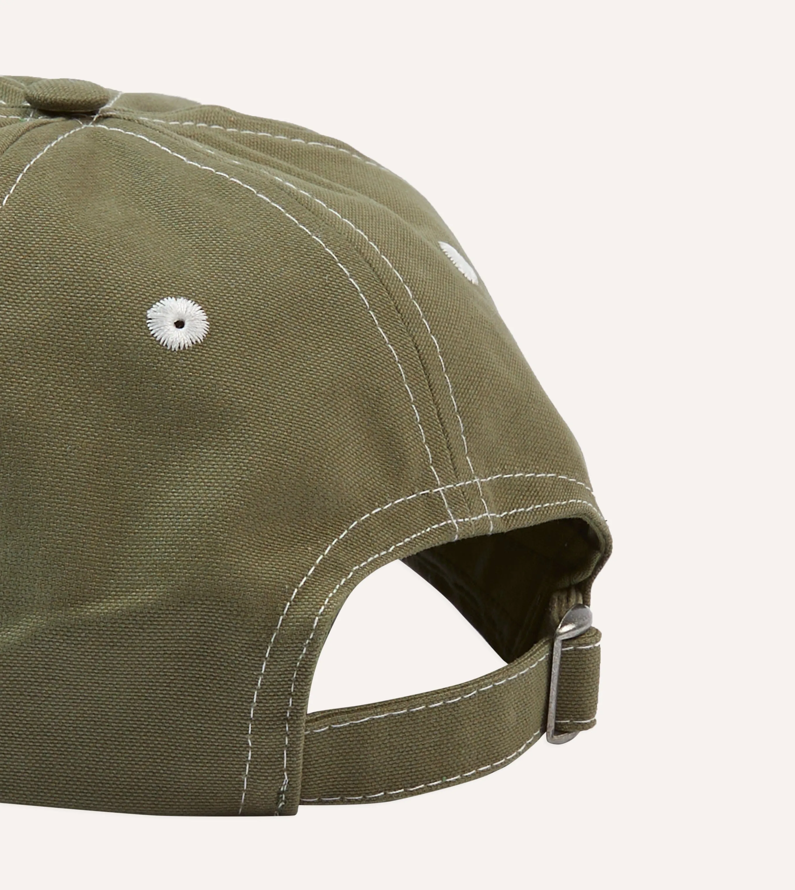 Green Linen Contrast Stitch Baseball Cap sold by Drake's London product image thumbnail 2