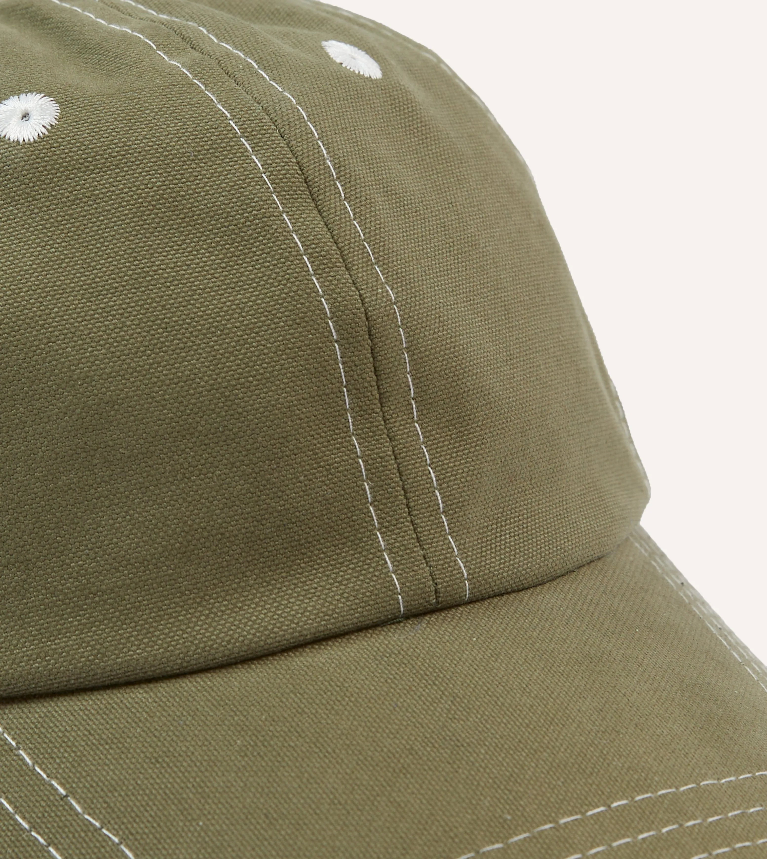 Green Linen Contrast Stitch Baseball Cap sold by Drake's London product image thumbnail 3