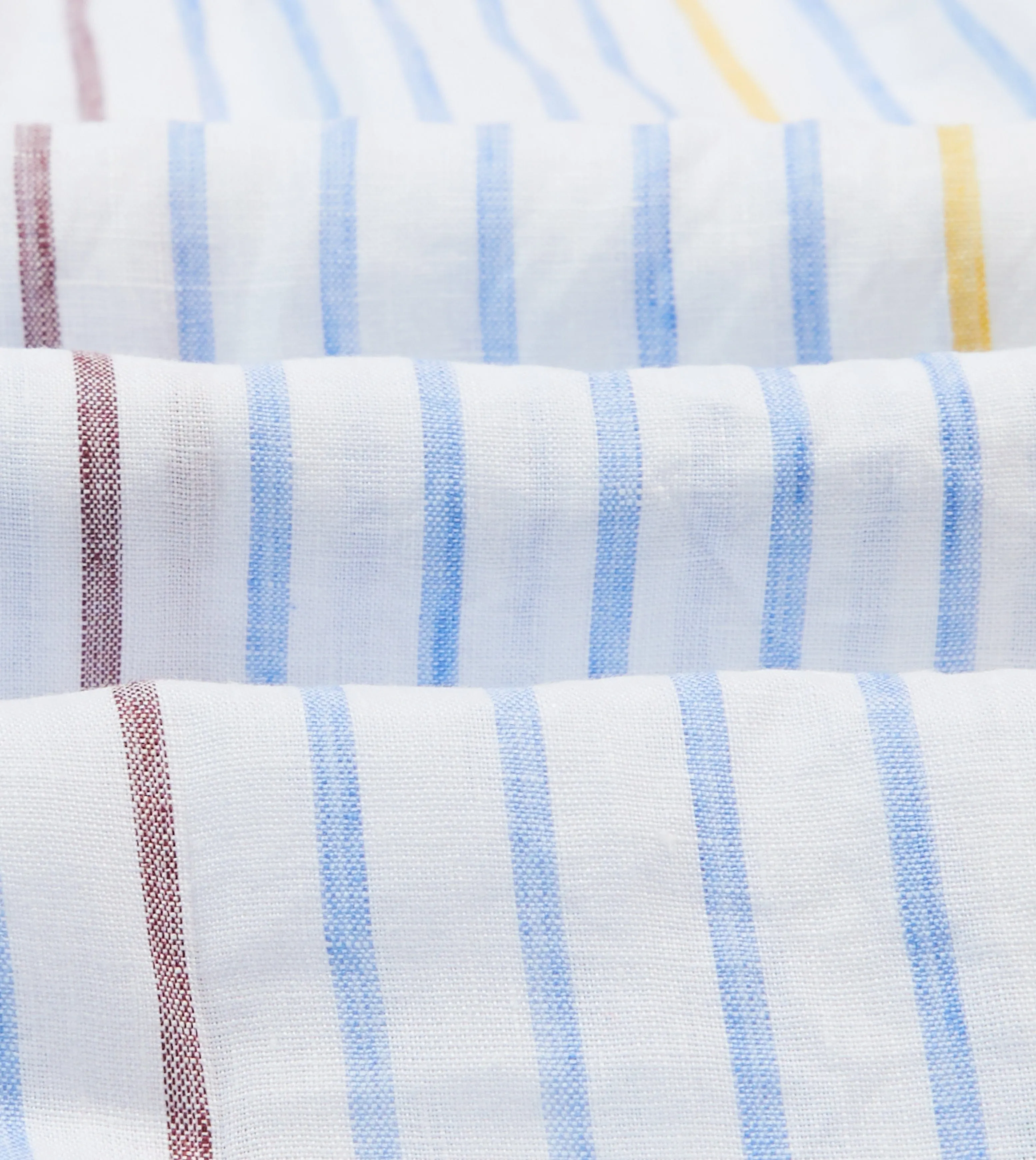 Blue, White and Yellow Stripe Linen Long Point Collar Shirt sold by Drake's London product image thumbnail 2