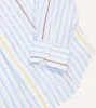 Blue, White and Yellow Stripe Linen Long Point Collar Shirt sold by Drake's London