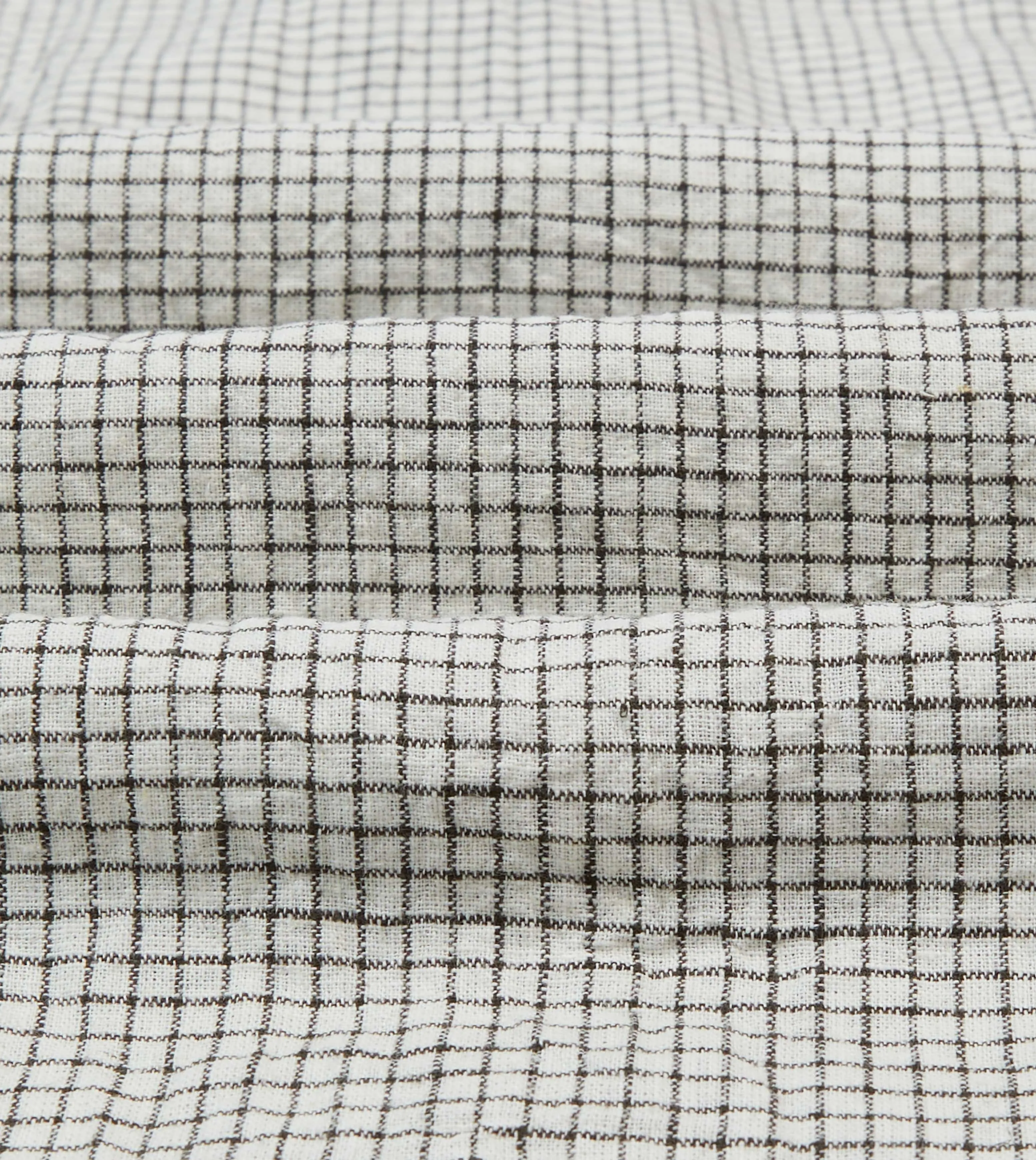 Ecru Check Linen-Cotton Mandarin Collar Shirt sold by Drake's London product image thumbnail 2