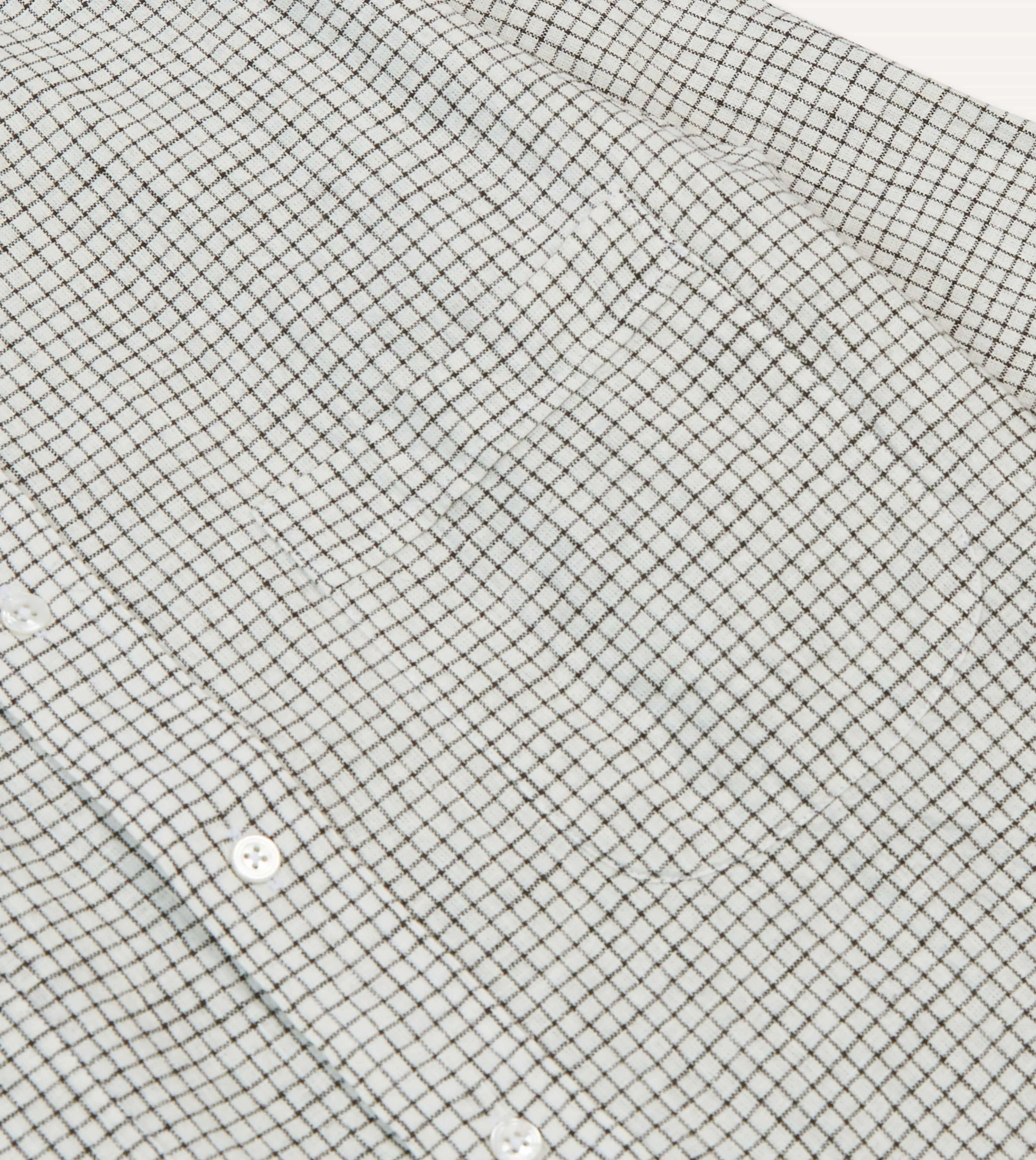 Ecru Check Linen-Cotton Mandarin Collar Shirt sold by Drake's London product image thumbnail 4