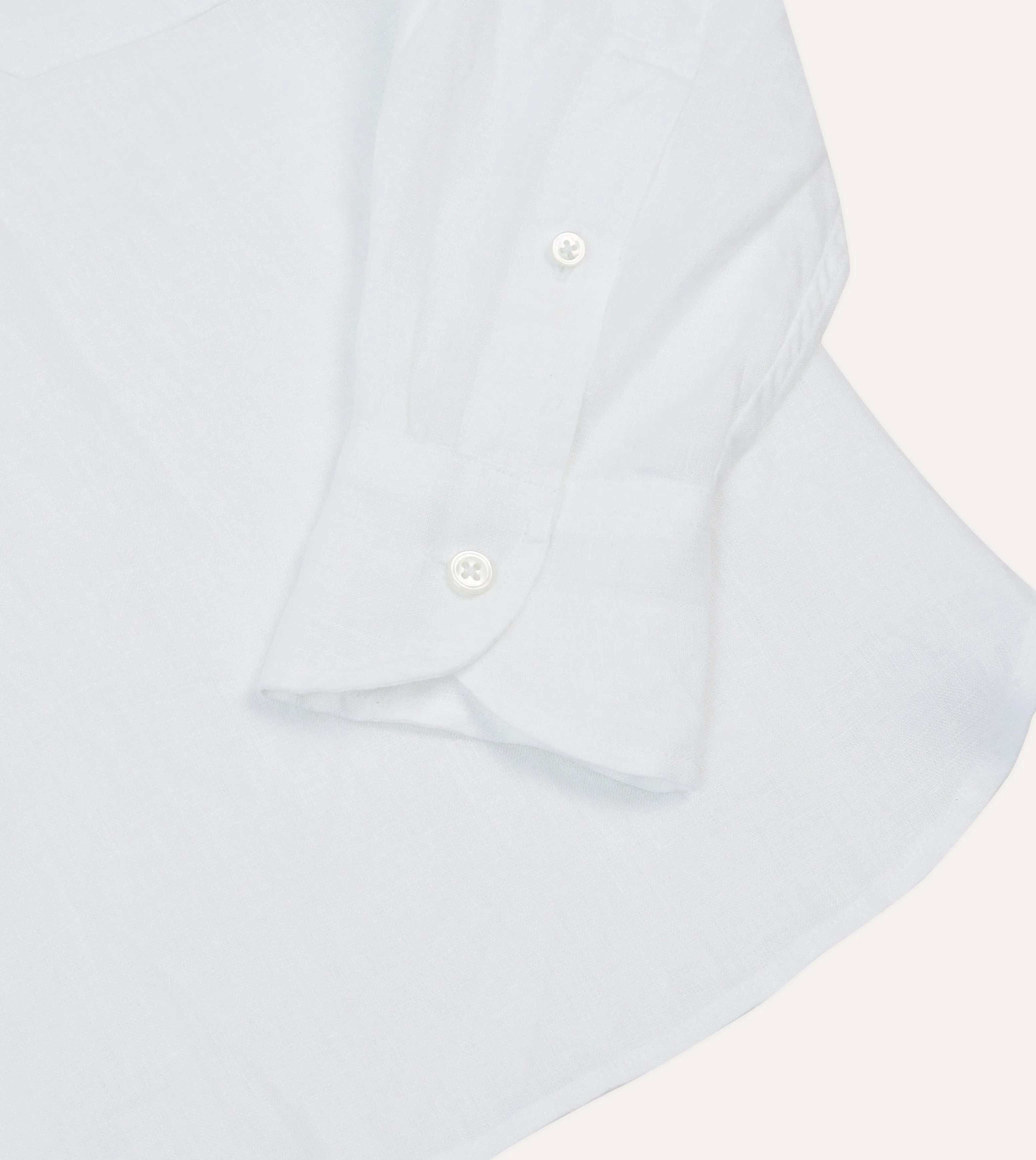 White Linen Long Point Collar Popover Shirt sold by Drake's London product image thumbnail 5
