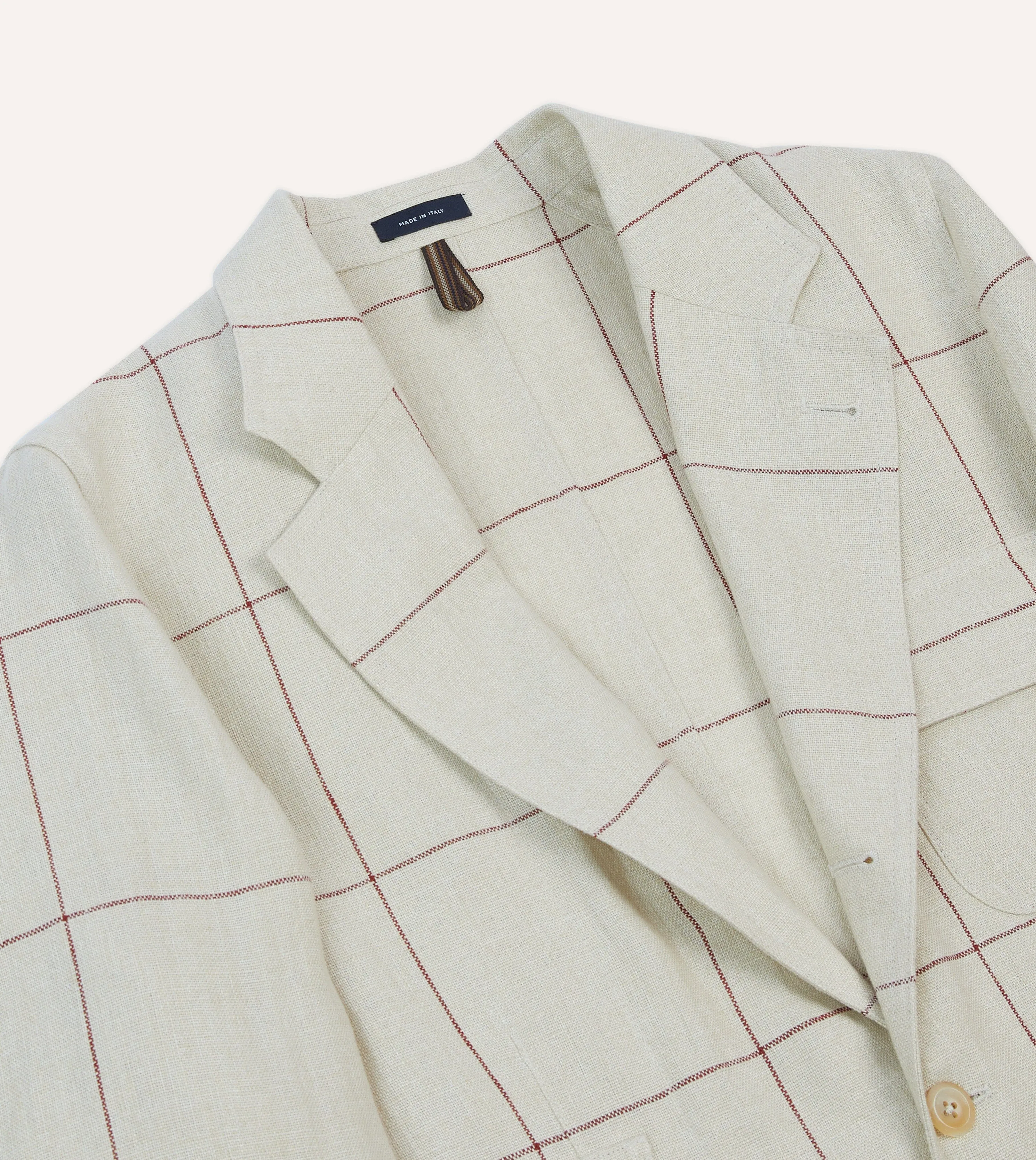 Ecru and Red Windowpane Check Games Blazer Mk. IV sold by Drake's London product image thumbnail 3