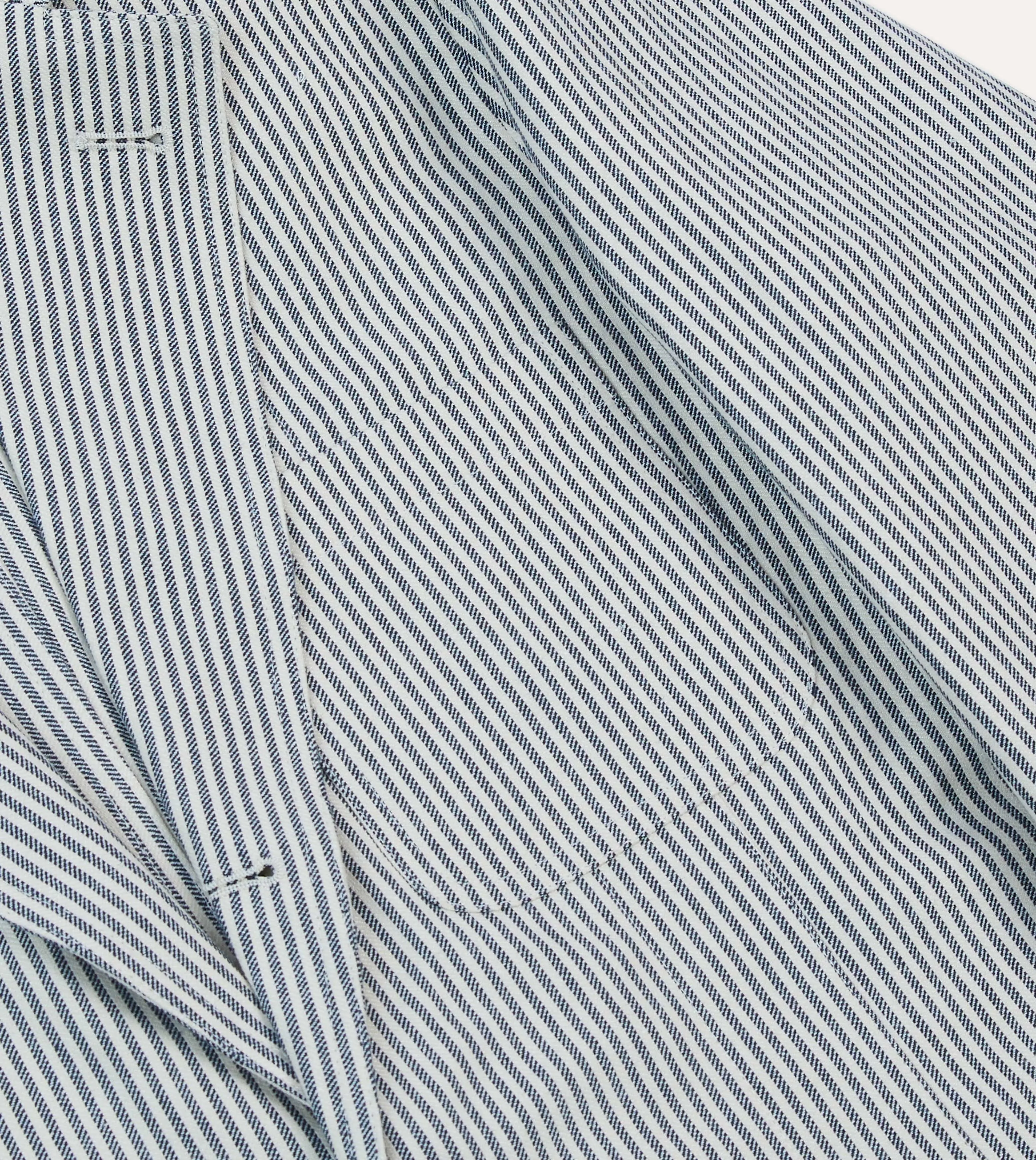 Navy Ticking Stripe Cotton Linen Games Blazer Mk. I sold by Drake's London product image thumbnail 5