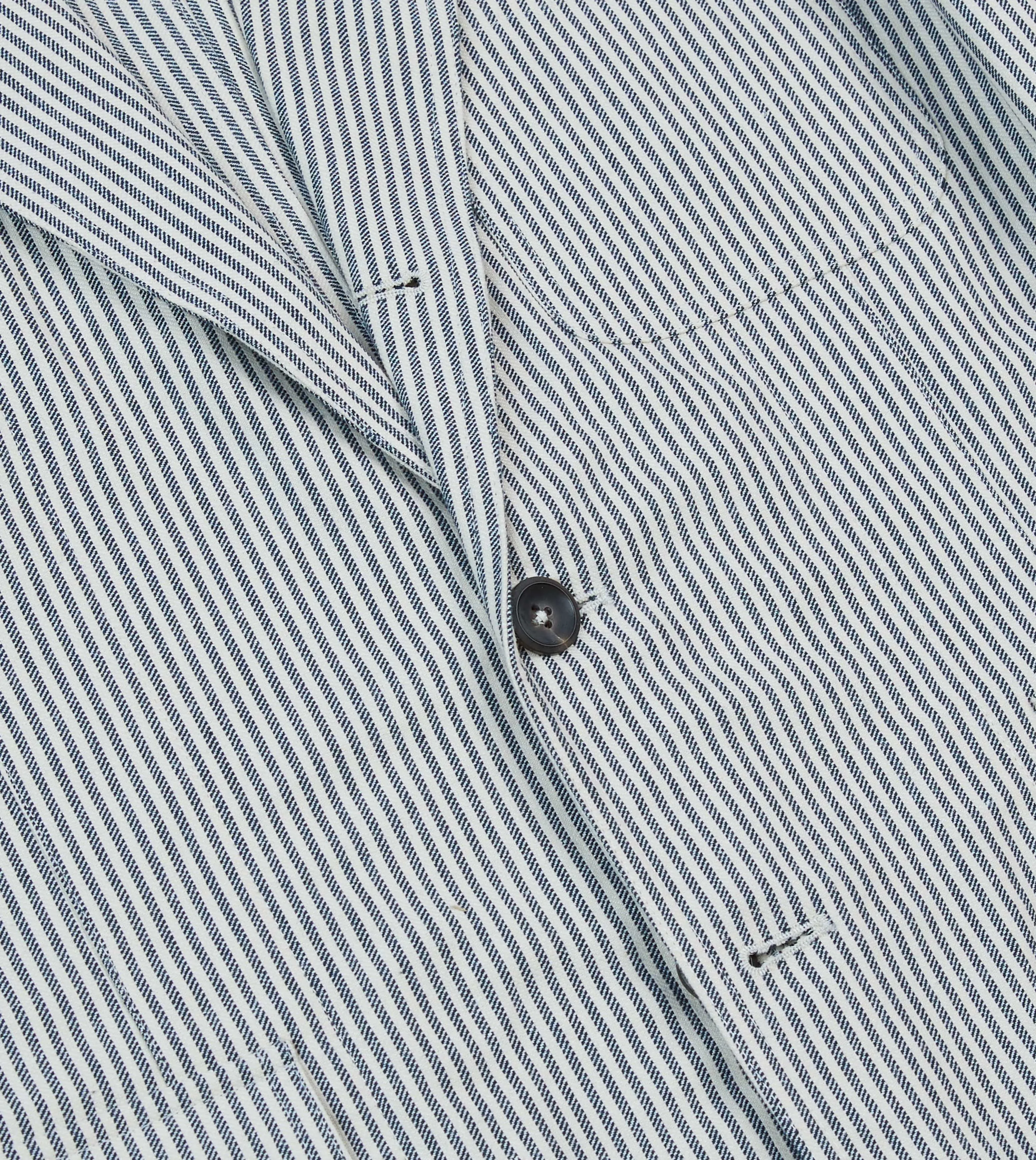 Navy Ticking Stripe Cotton Linen Games Blazer Mk. I sold by Drake's London product image thumbnail 4