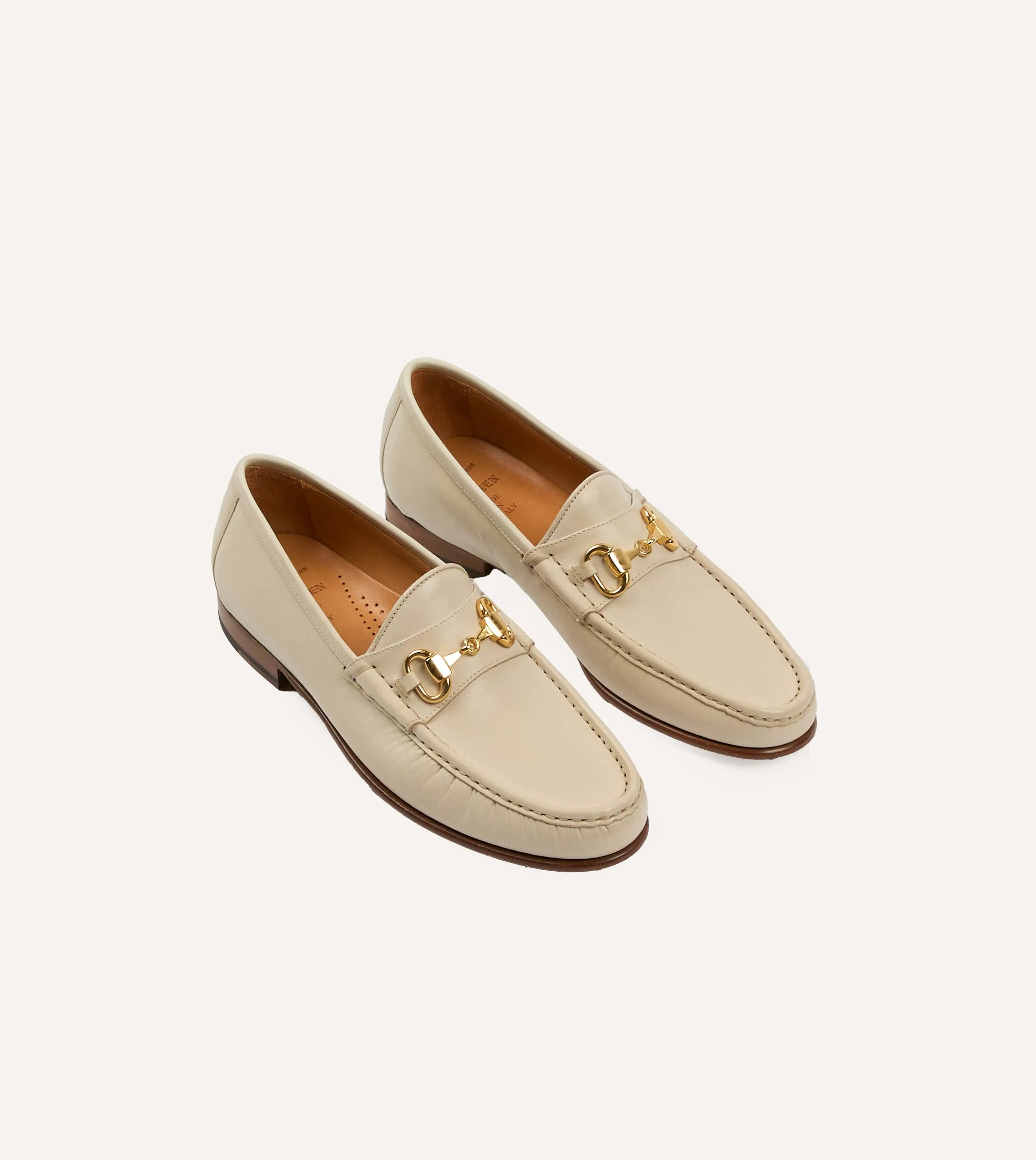 Yuketen Moc Ischia Ivory Leather Bit Loafer sold by Drake's London