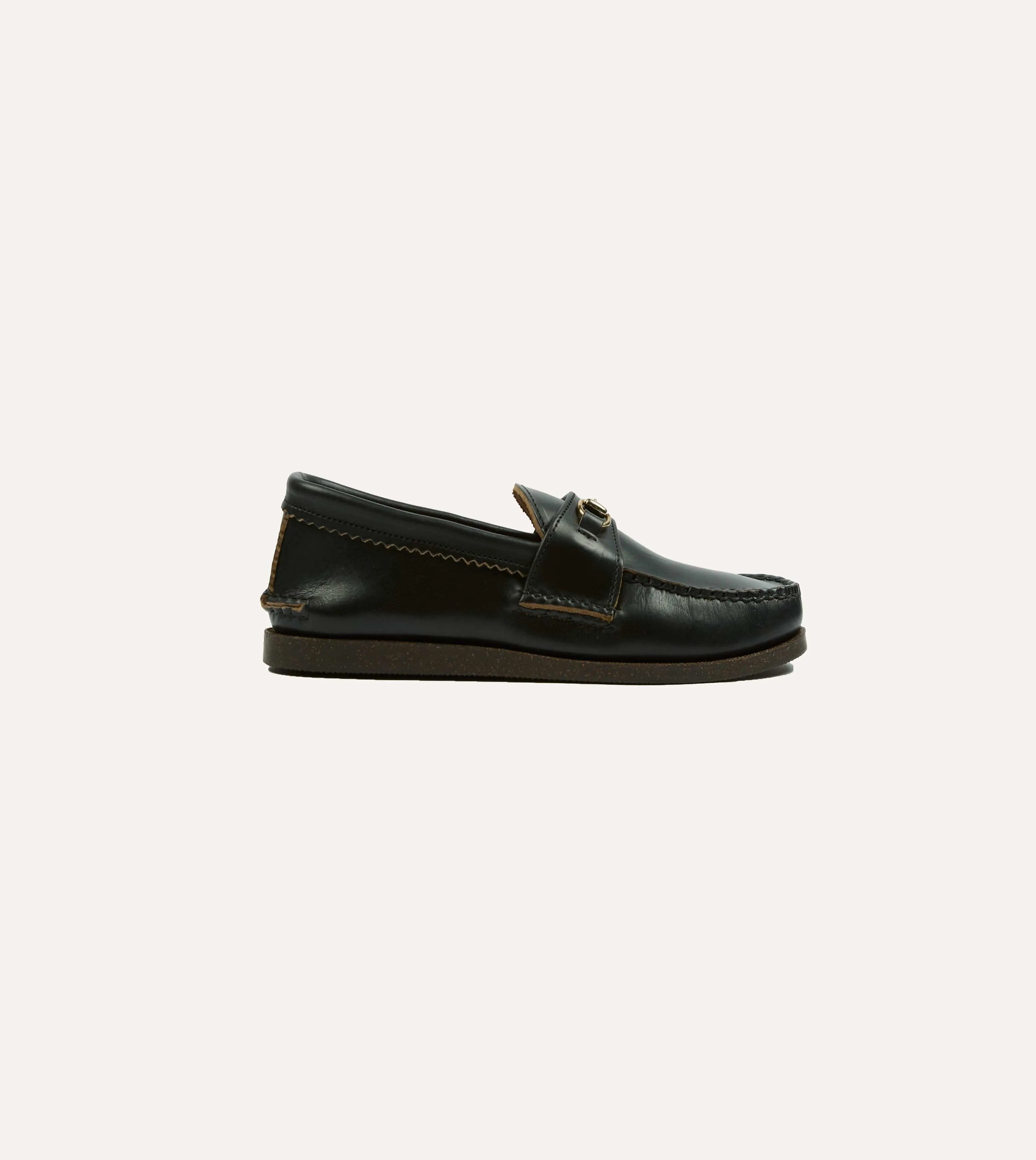 Yuketen Black Leather Bit Loafer with Camp Sole sold by Drake's London product image thumbnail 4