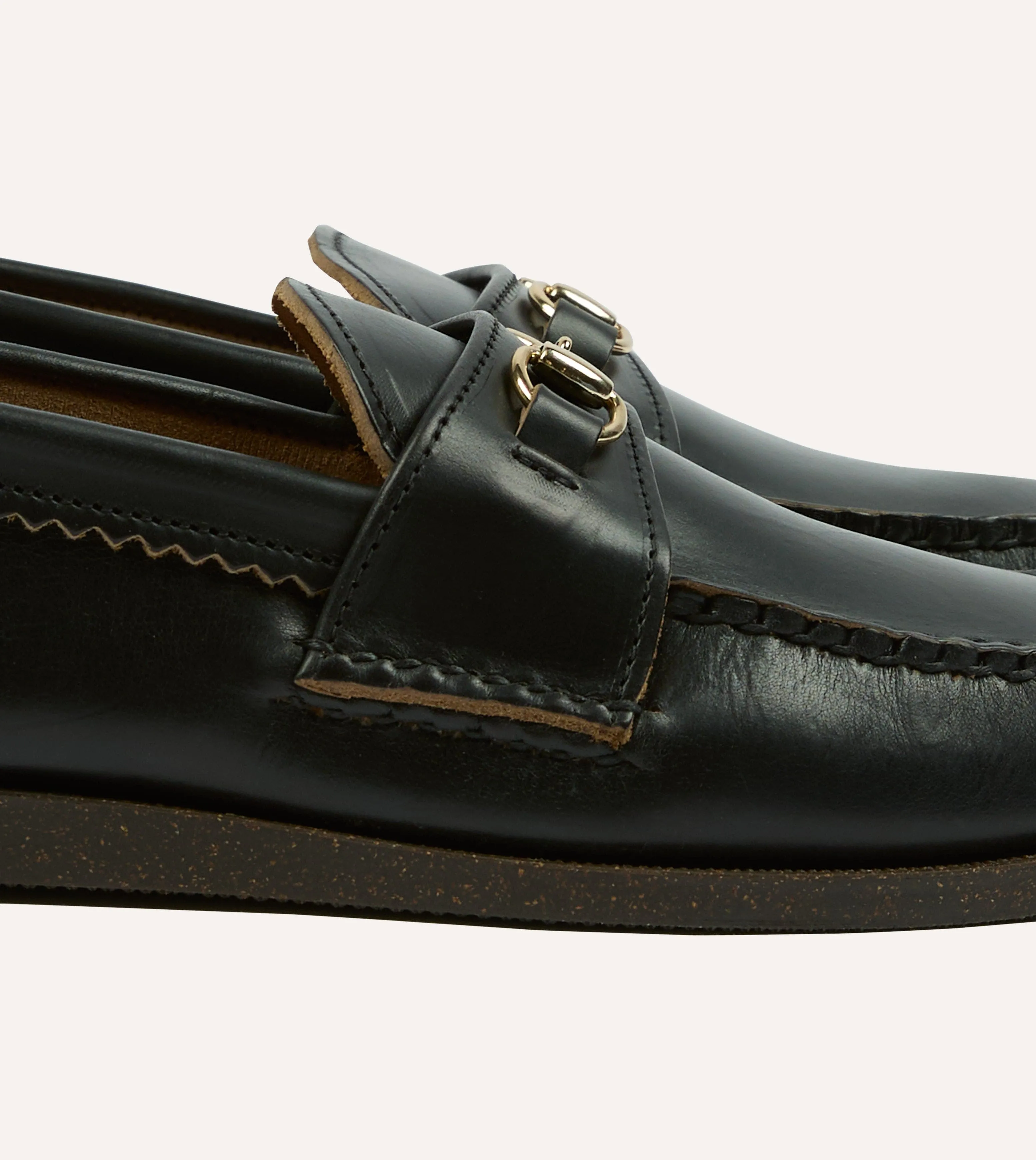 Yuketen Black Leather Bit Loafer with Camp Sole sold by Drake's London product image thumbnail 3