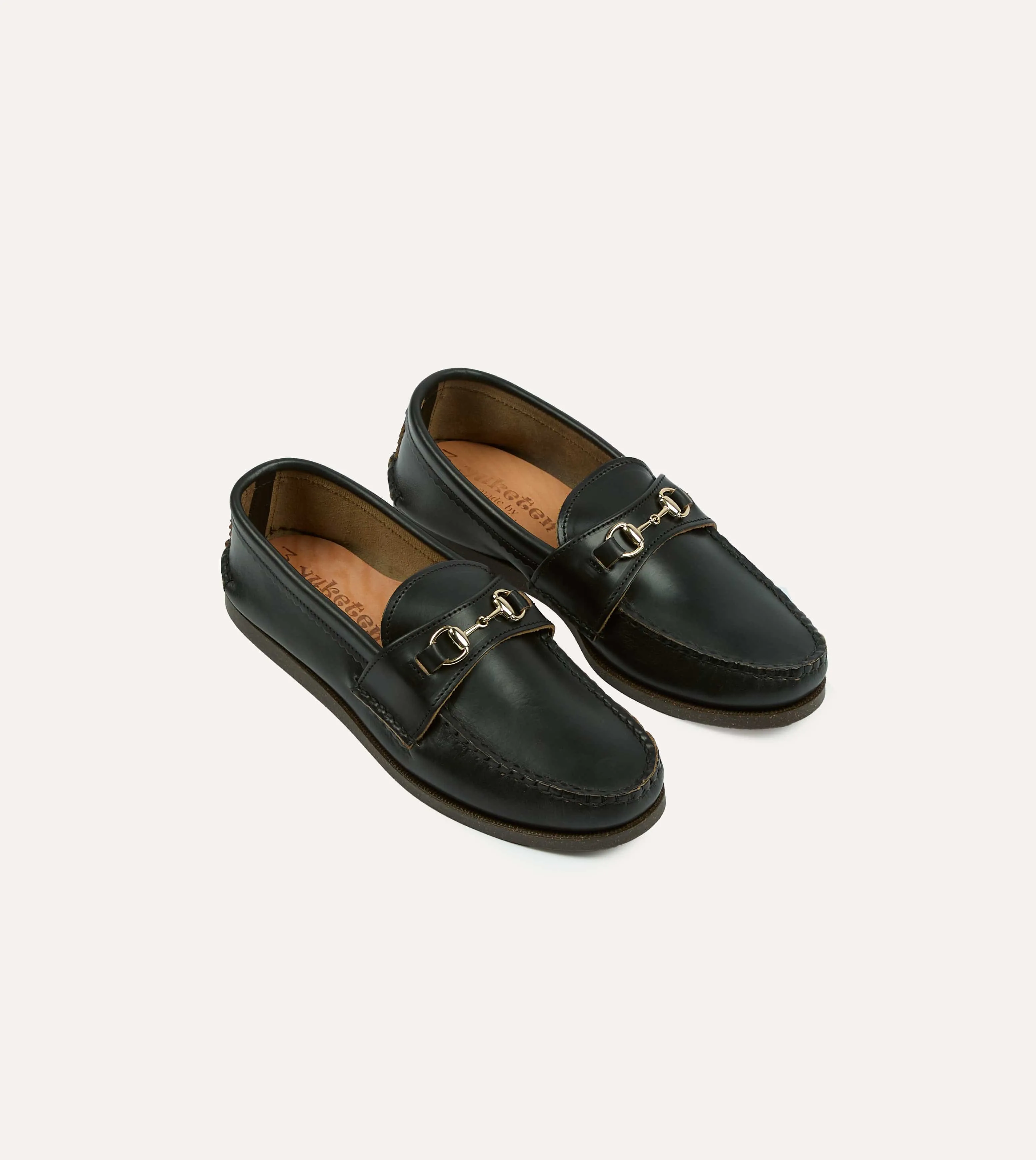 Yuketen Black Leather Bit Loafer with Camp Sole sold by Drake's London