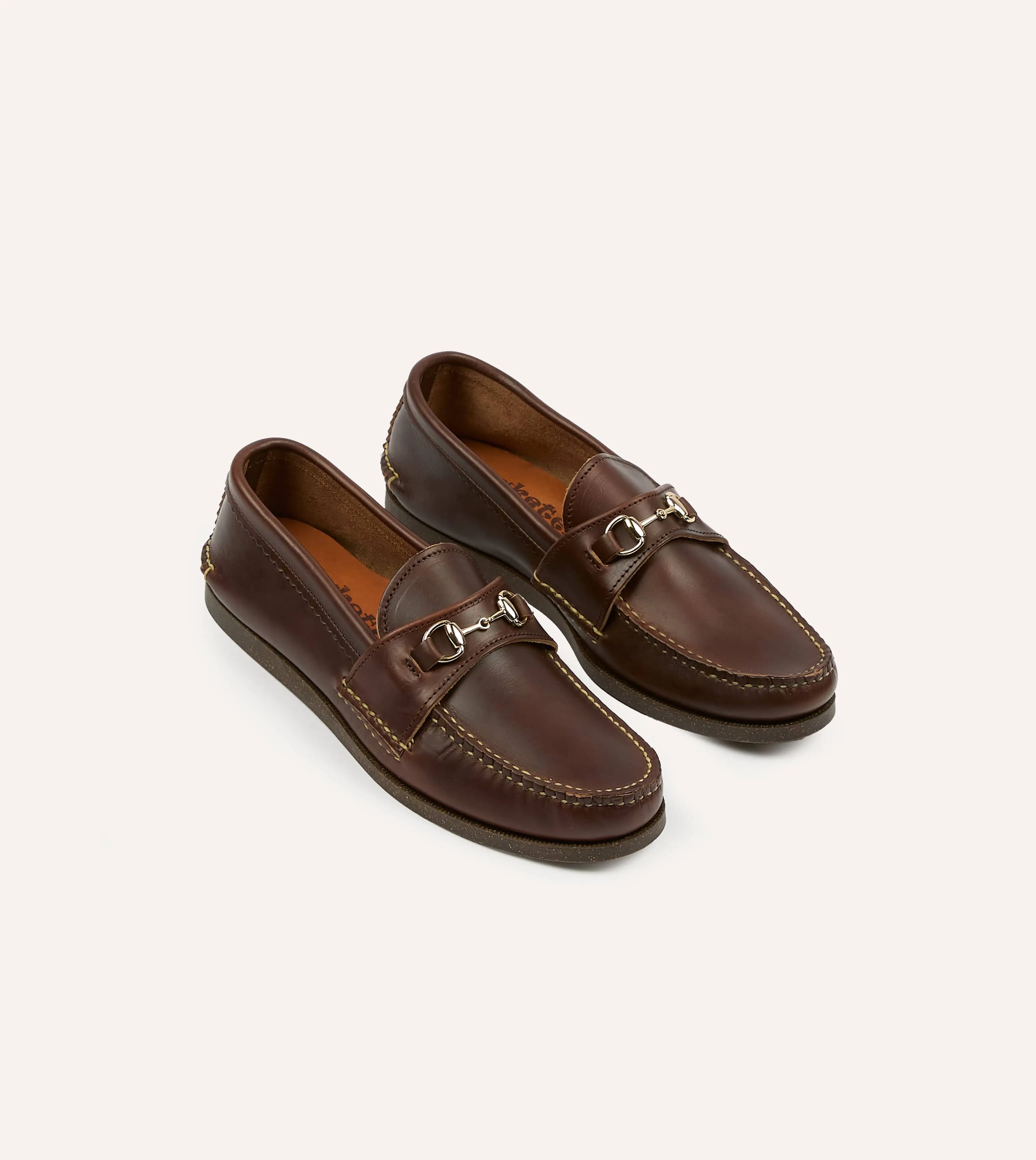 Yuketen Brown Leather Bit Loafer with Camp Sole sold by Drake's London