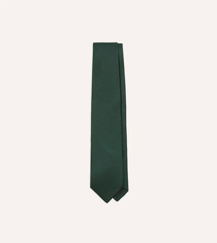 Bottle Green 50oz Silk Twill Tipped Tie sold by Drake's London