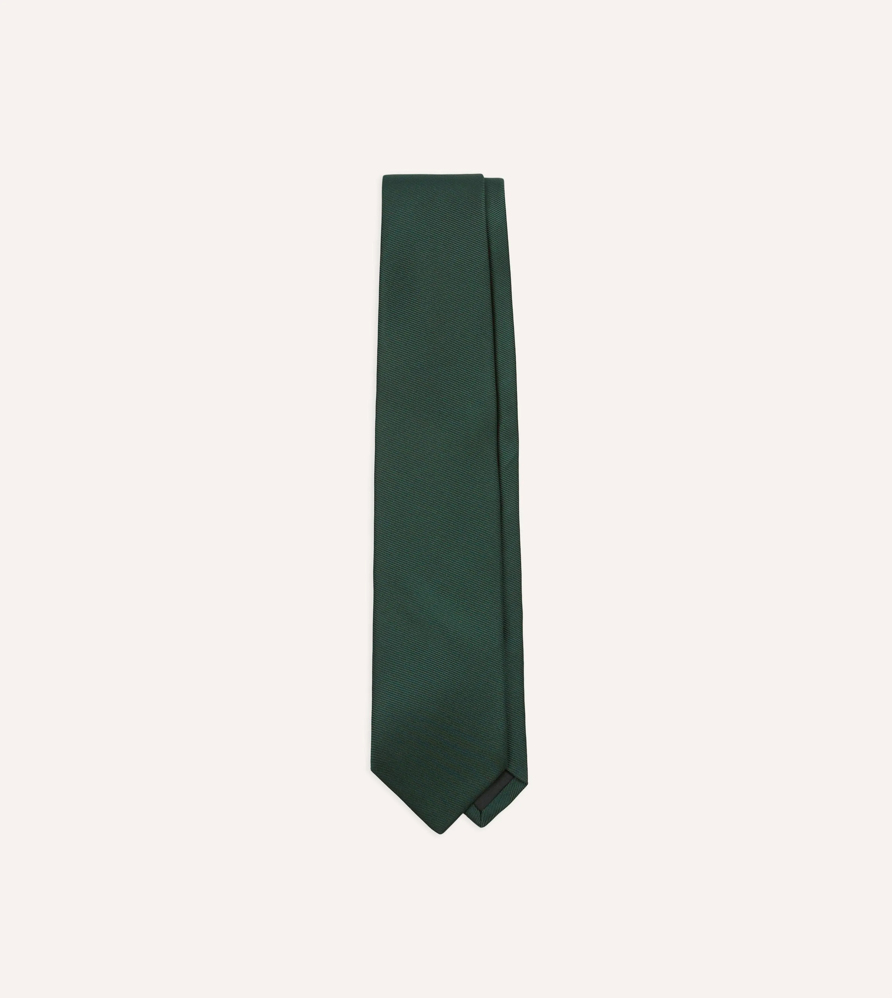 Bottle Green 50oz Silk Twill Tipped Tie sold by Drake's London