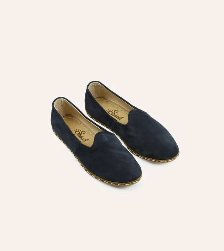 Sabah Oxford Navy Suede Shoes made by Drake's London