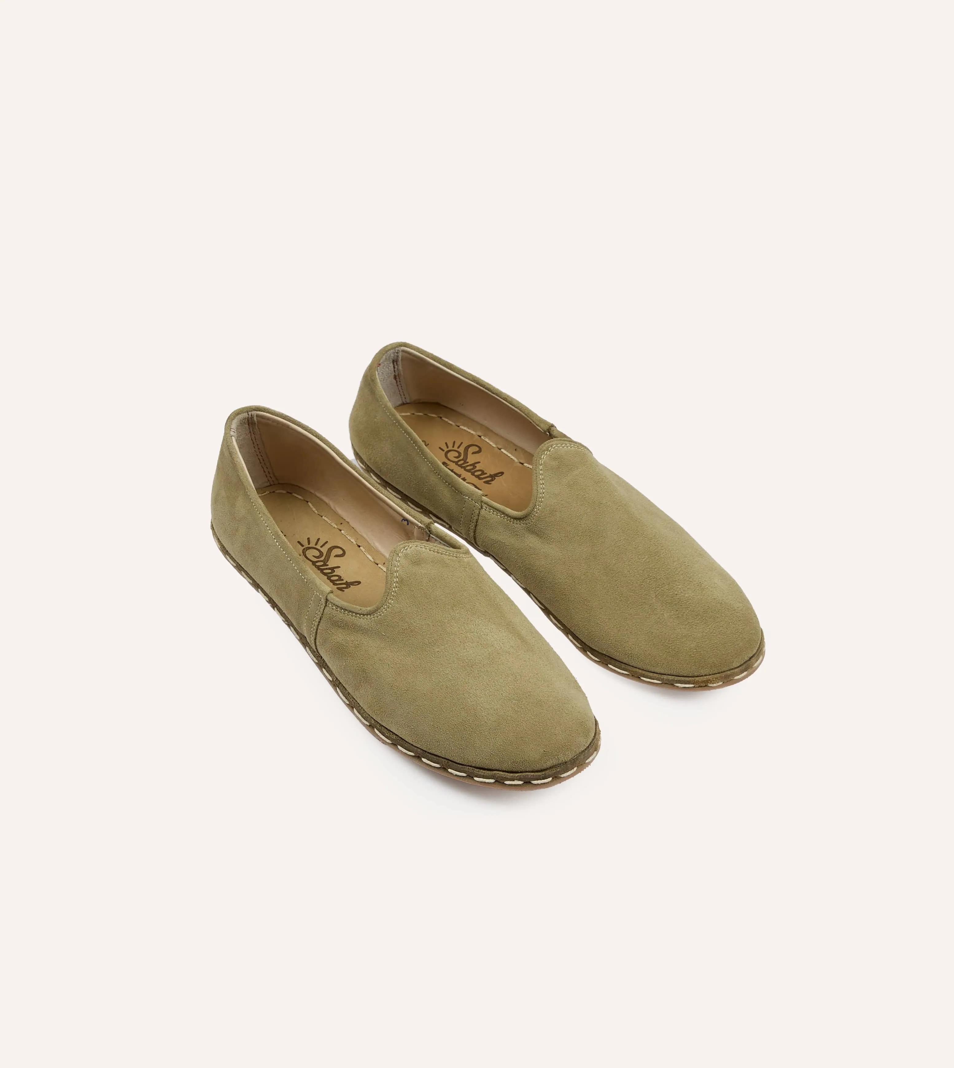 Sabah Olio Olive Suede Shoes sold by Drake's London
