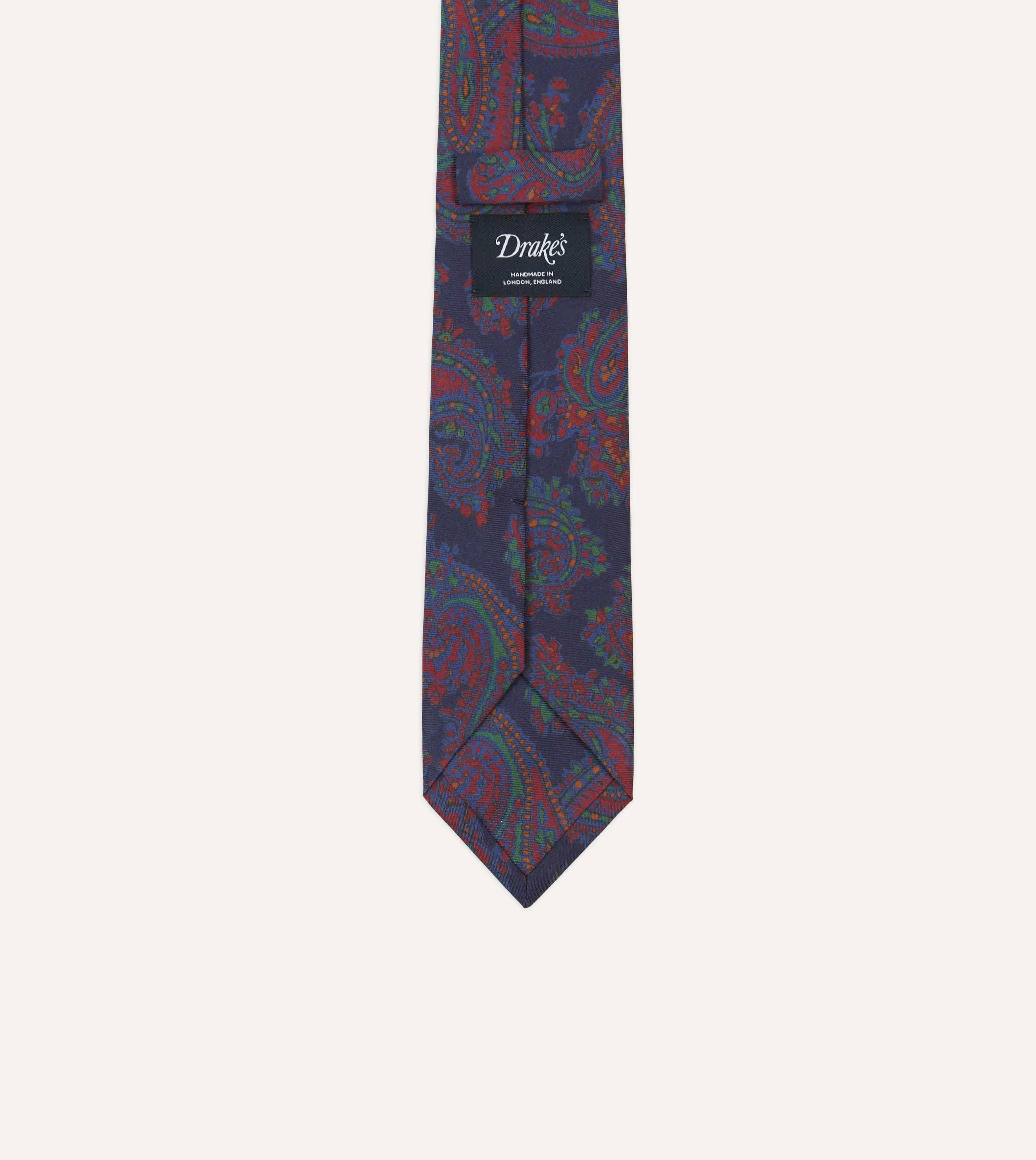 Navy Paisley Print Madder Silk Self-Tipped Tie sold by Drake's London product image thumbnail 4