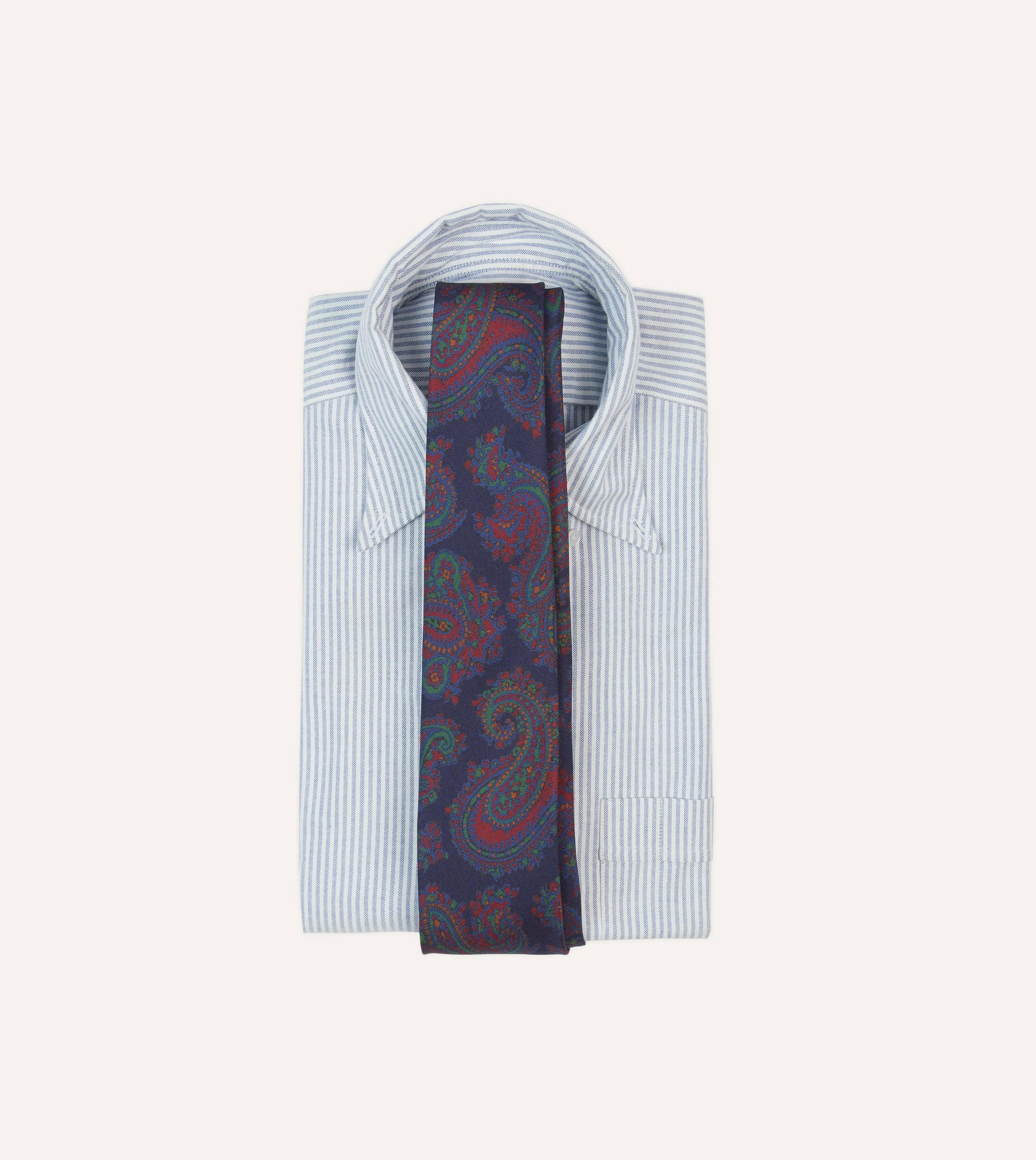 Navy Paisley Print Madder Silk Self-Tipped Tie sold by Drake's London product image thumbnail 2