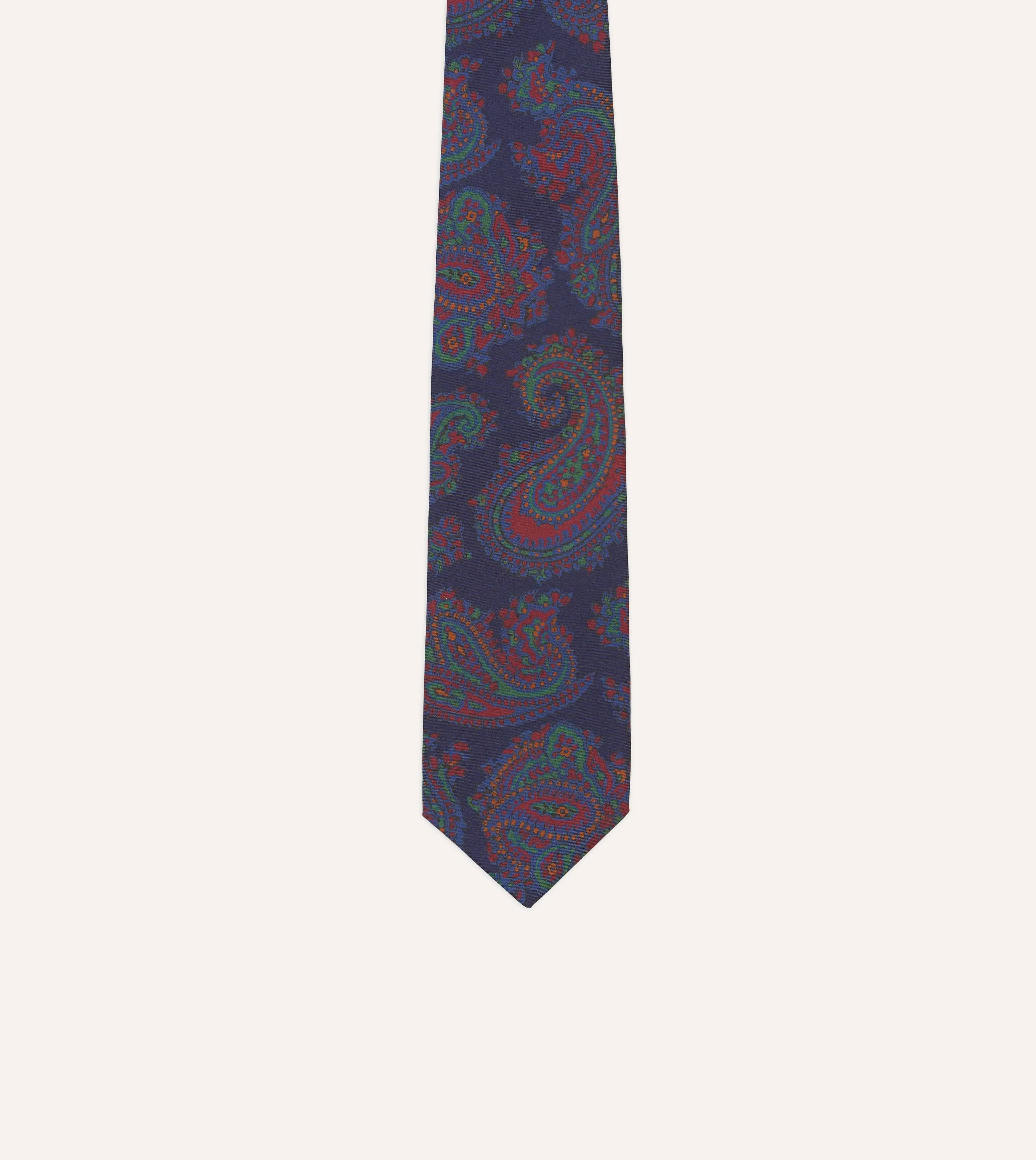 Navy Paisley Print Madder Silk Self-Tipped Tie sold by Drake's London product image thumbnail 3