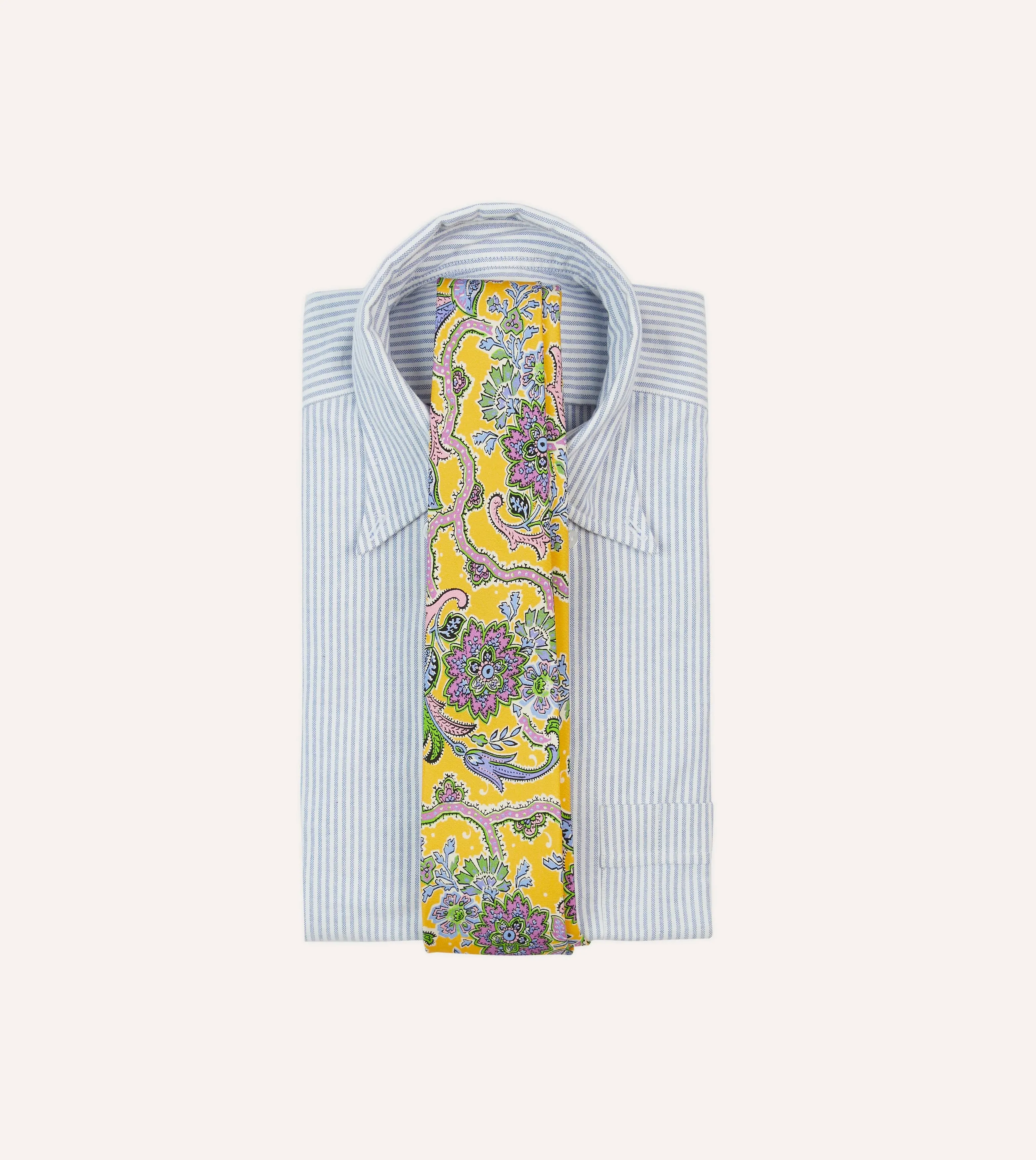 Yellow Large Paisley Silk Self-Tipped Tie sold by Drake's London product image thumbnail 2