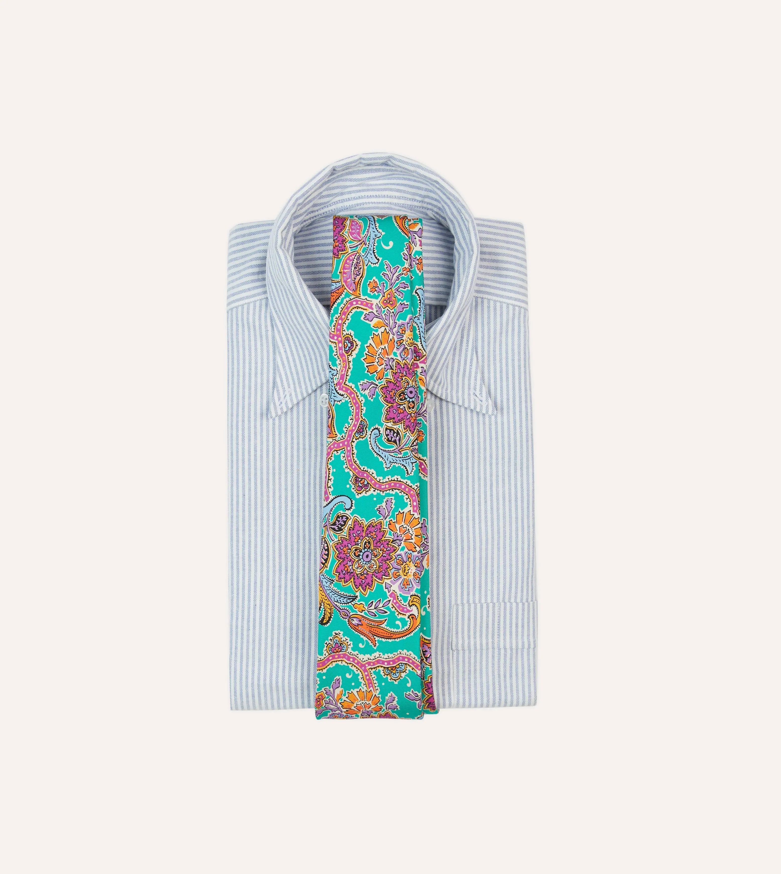 Green Large Paisley Silk Self-Tipped Tie sold by Drake's London product image thumbnail 2