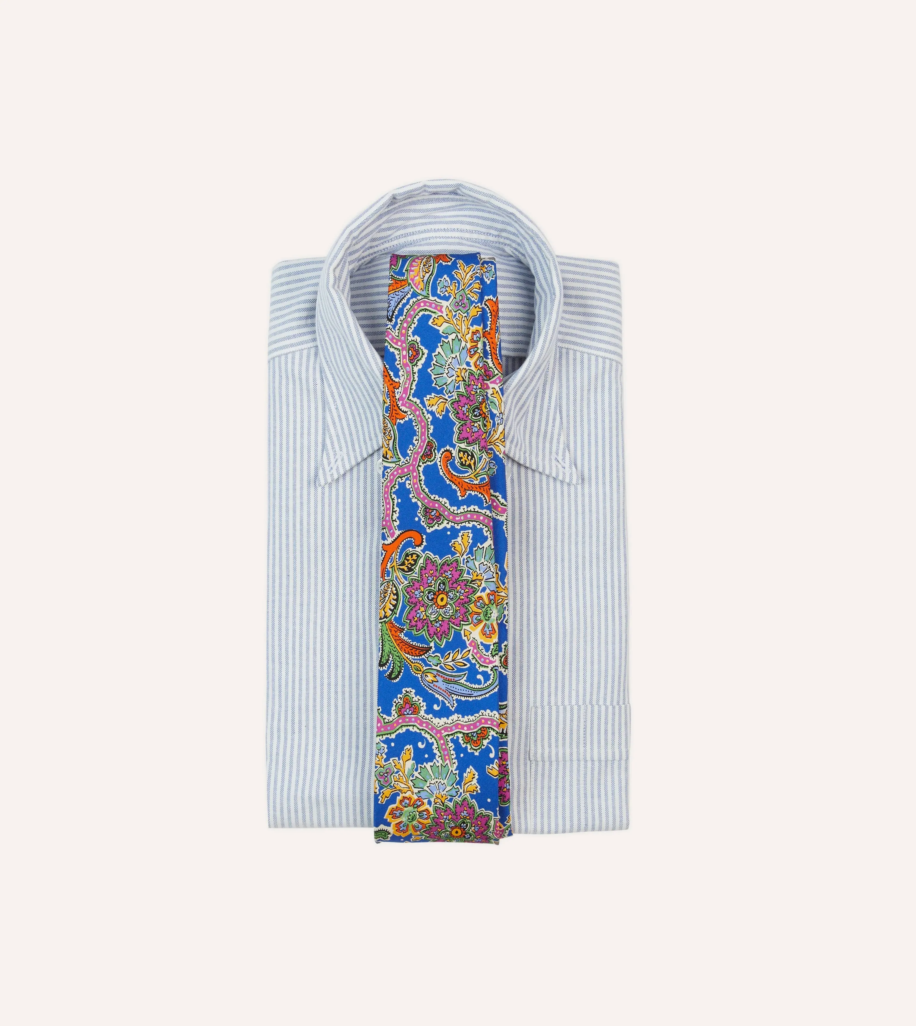 Blue Large Paisley Silk Self-Tipped Tie sold by Drake's London product image thumbnail 2